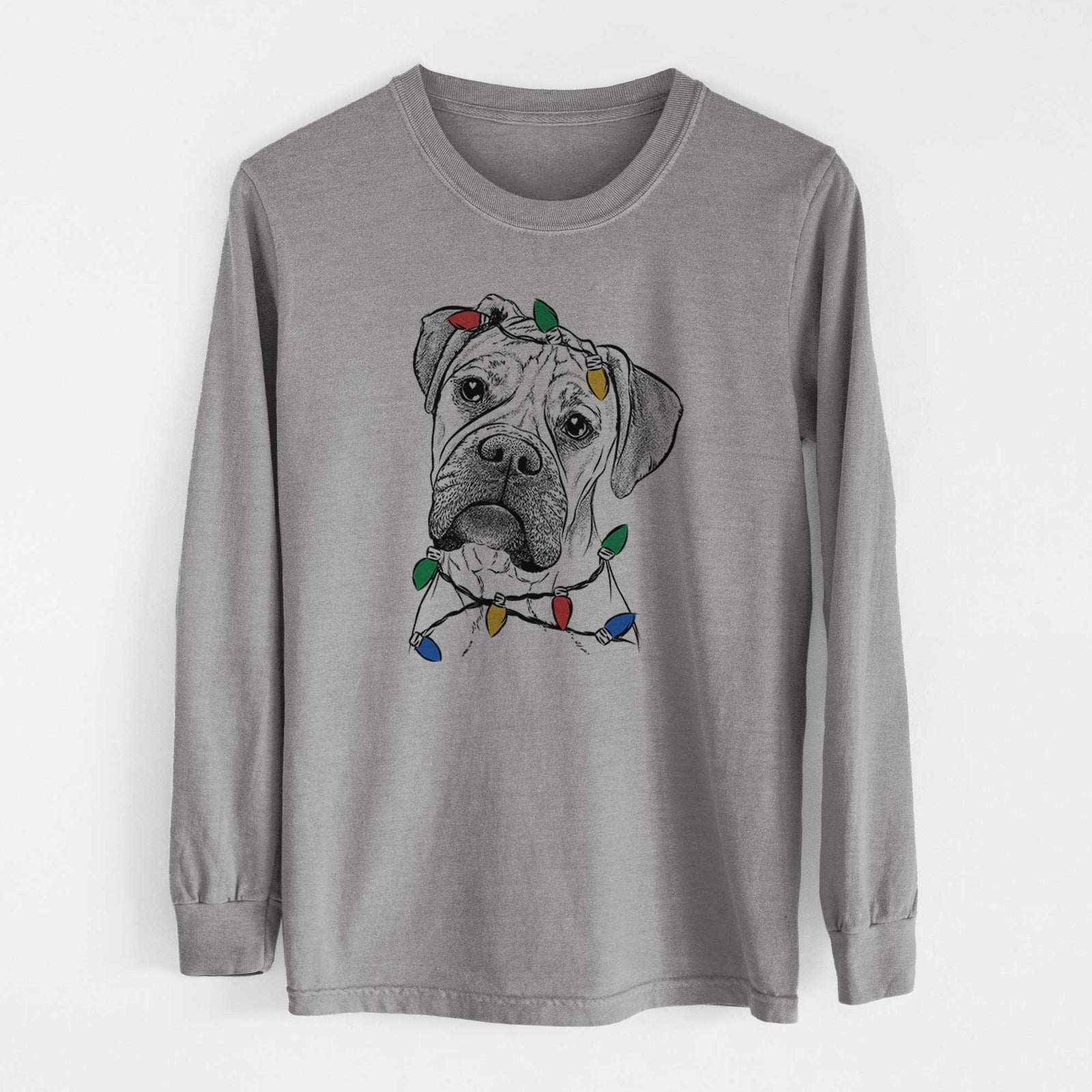 Christmas Lights Reuby the Boxer - Heavyweight 100% Cotton Long Sleeve