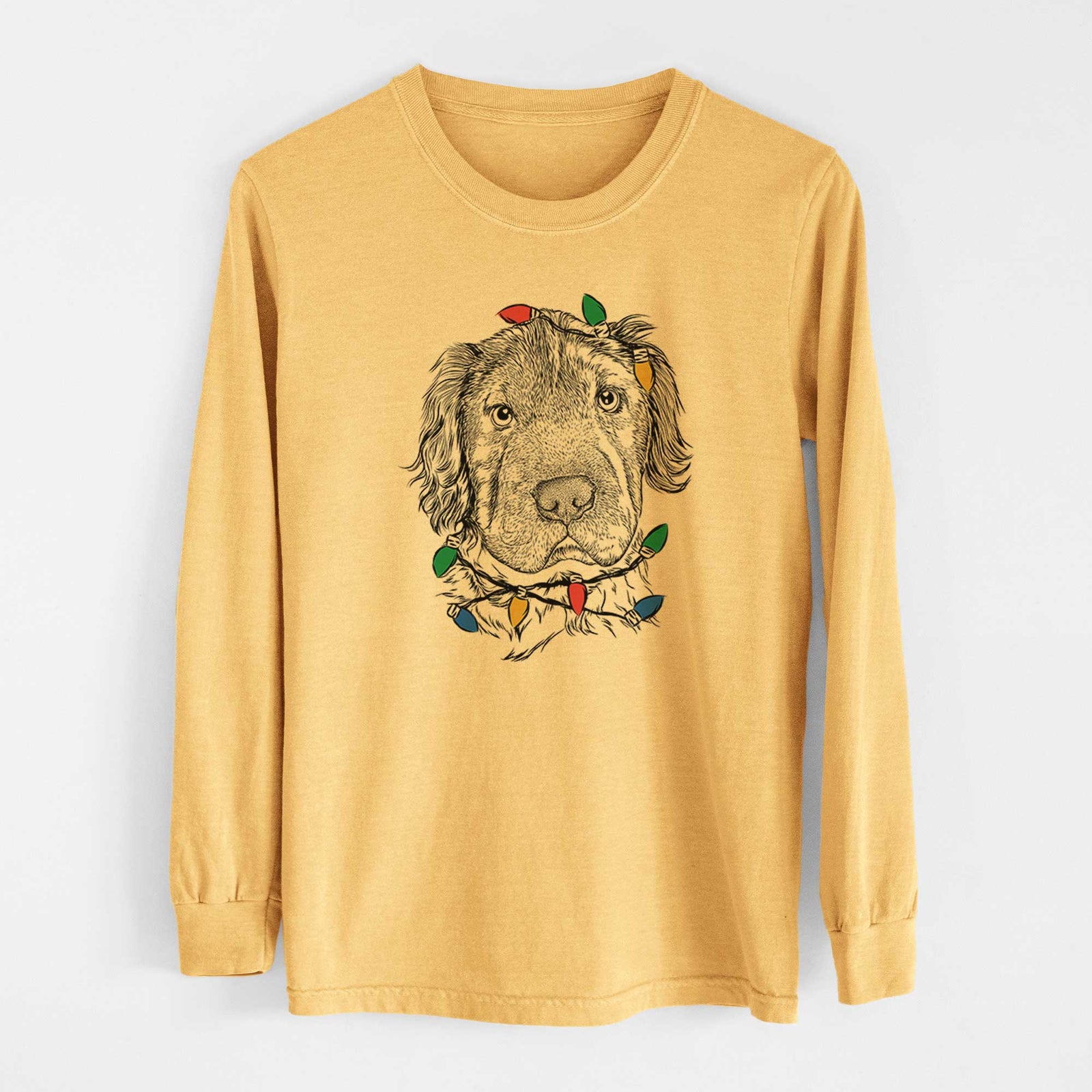 Christmas Lights Rex the Mini Hippo - Heavyweight 100% Cotton Long Sleeve