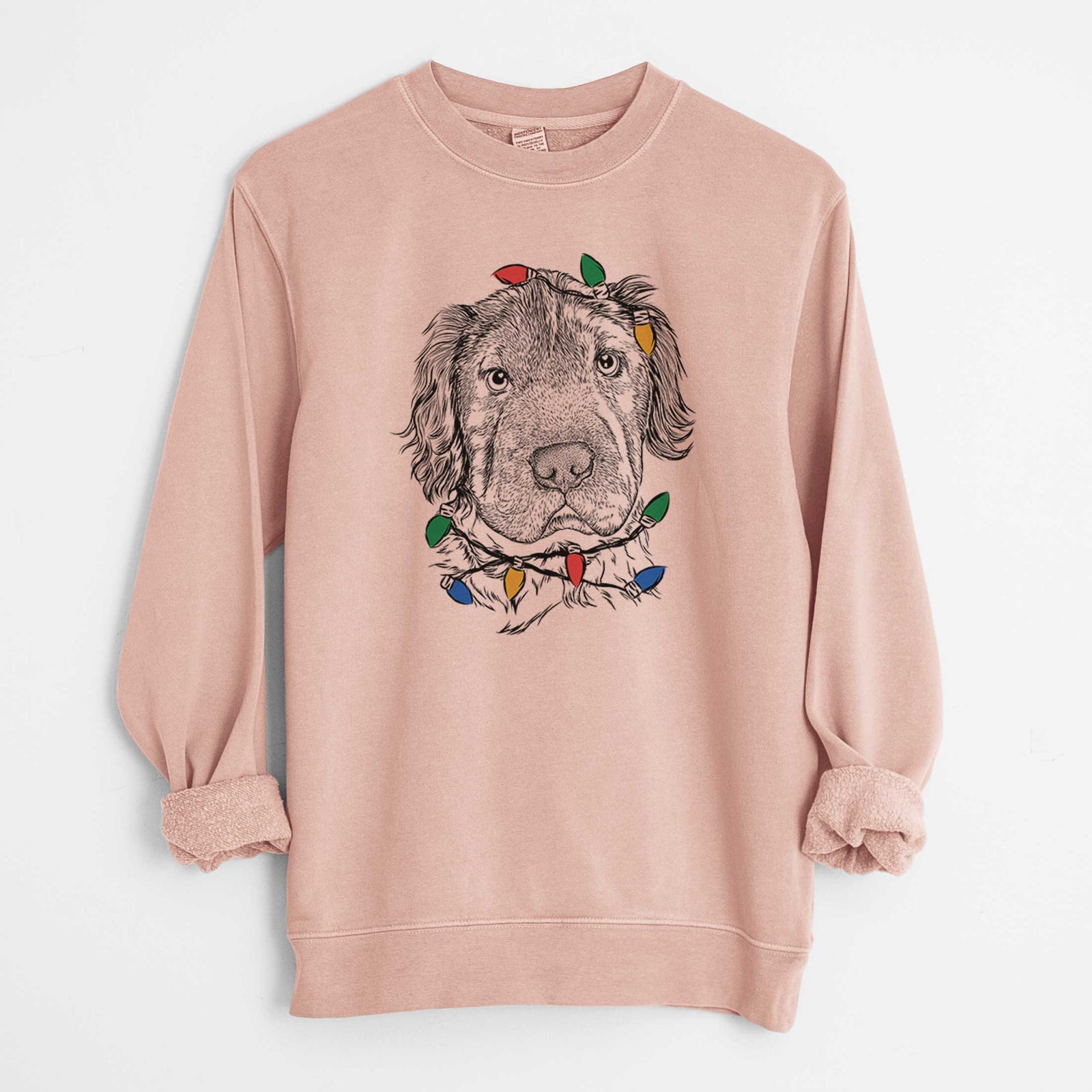 Christmas Lights Rex the Mini Hippo - Unisex Pigment Dyed Crew Sweatshirt