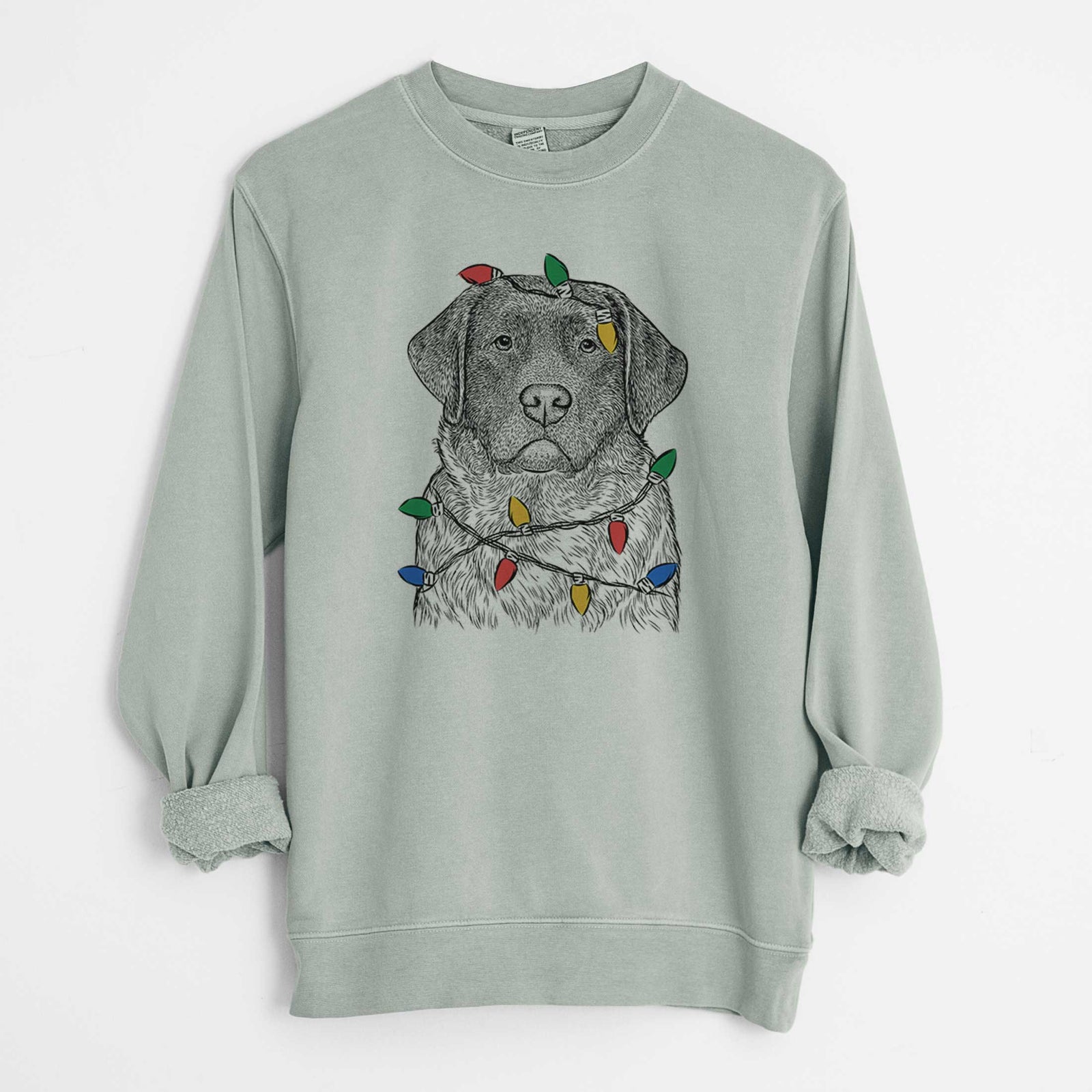 Christmas Lights River the English Labrador Retriever - Unisex Pigment Dyed Crew Sweatshirt