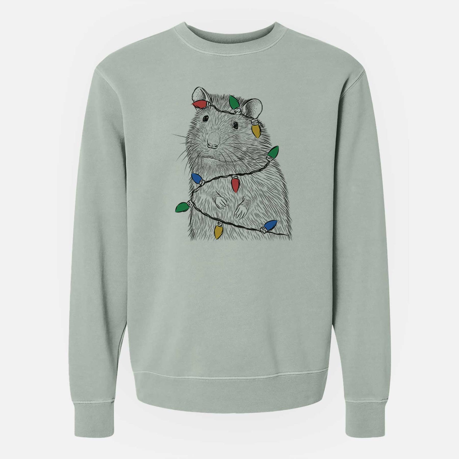 Christmas Lights Rizzo the Rat - Unisex Pigment Dyed Crew Sweatshirt
