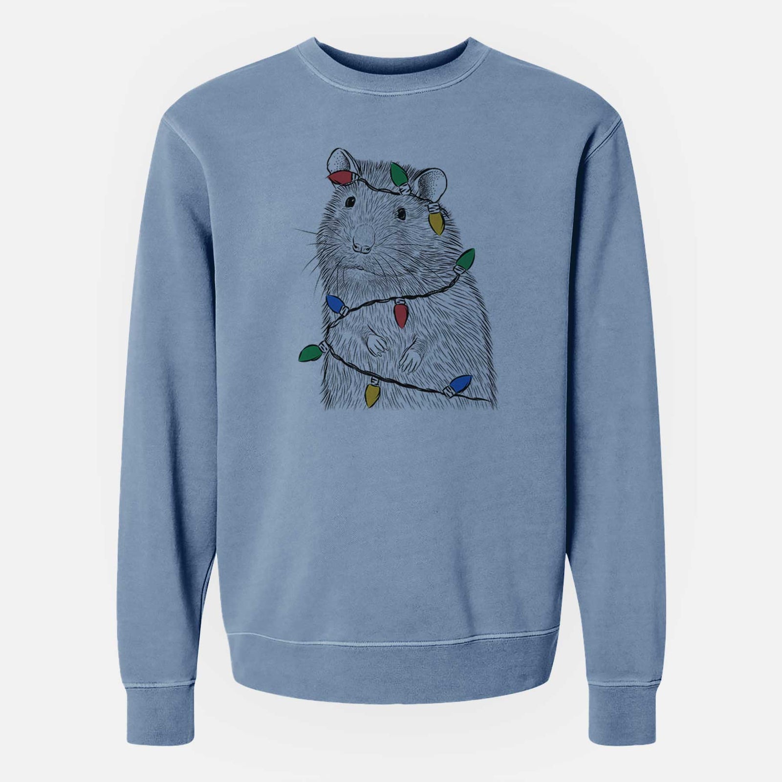 Christmas Lights Rizzo the Rat - Unisex Pigment Dyed Crew Sweatshirt