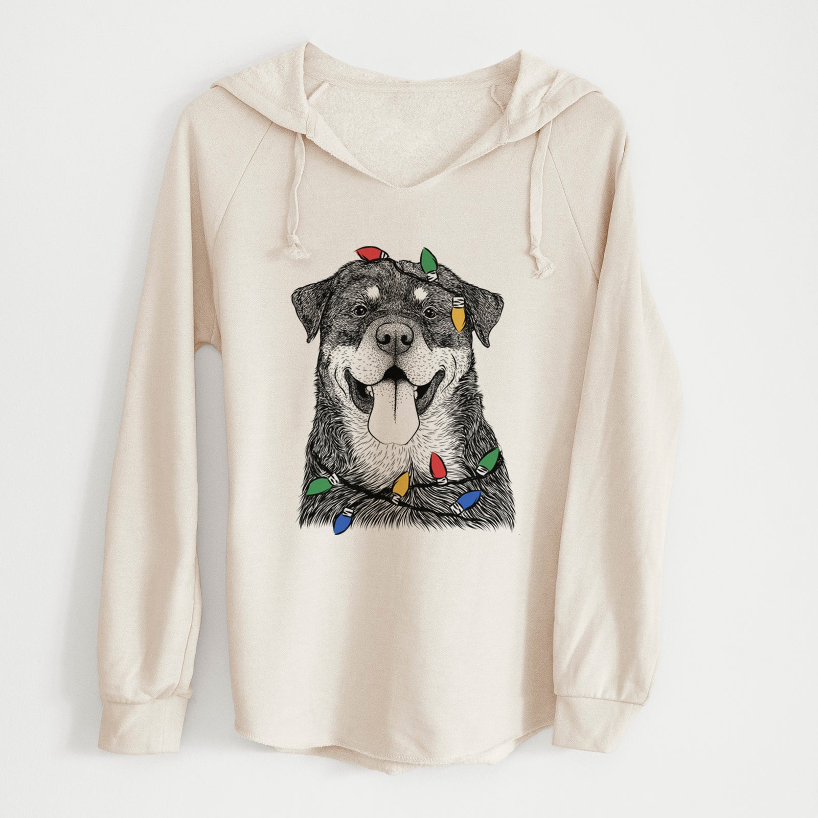 Christmas Lights Romeo the Rottweiler - Cali Wave Hooded Sweatshirt