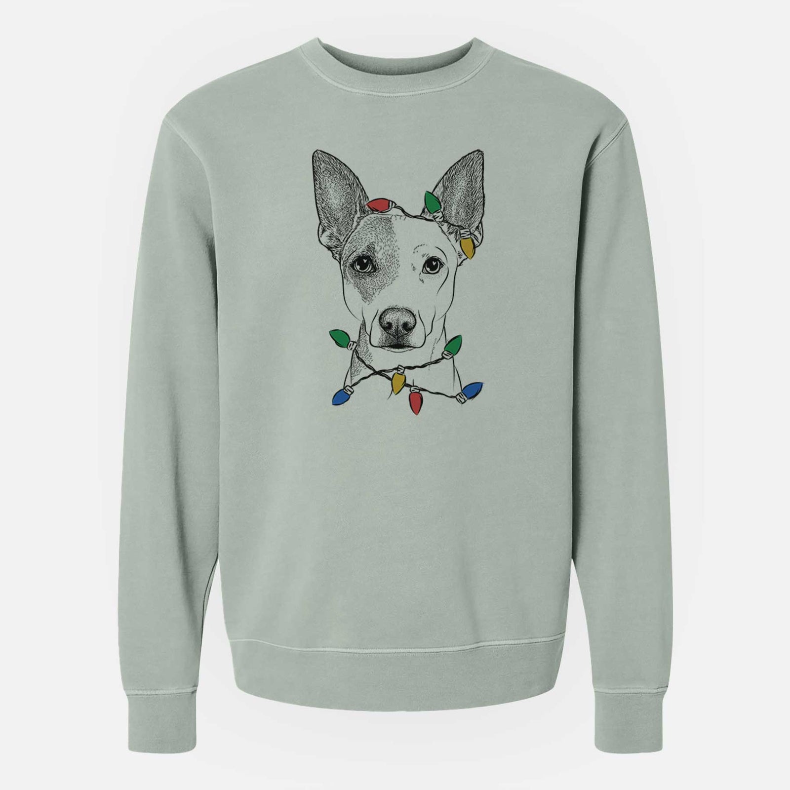 Christmas Lights Roo the Mixed Breed - Unisex Pigment Dyed Crew Sweatshirt