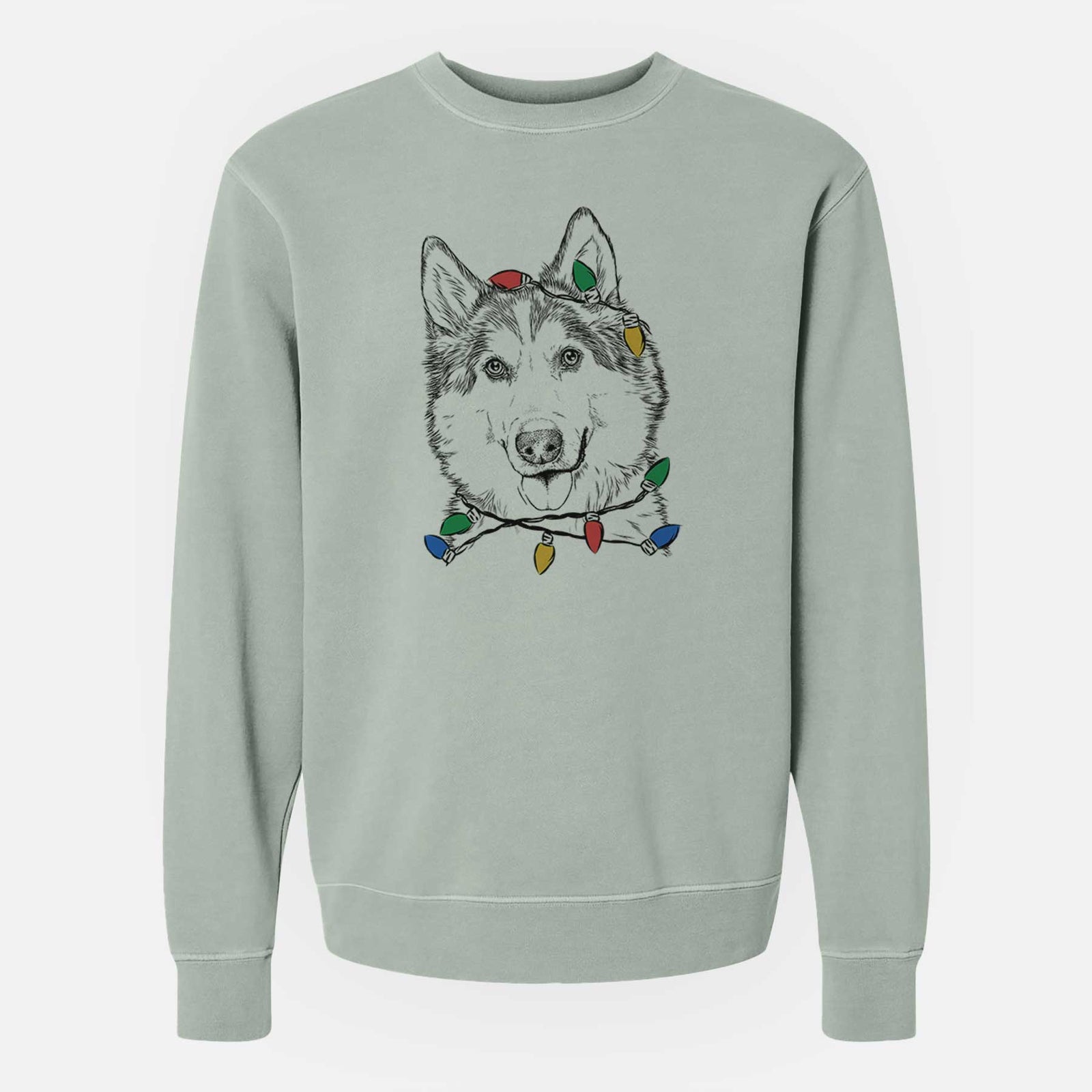 Christmas Lights Roshi the Mixed Breed - Unisex Pigment Dyed Crew Sweatshirt