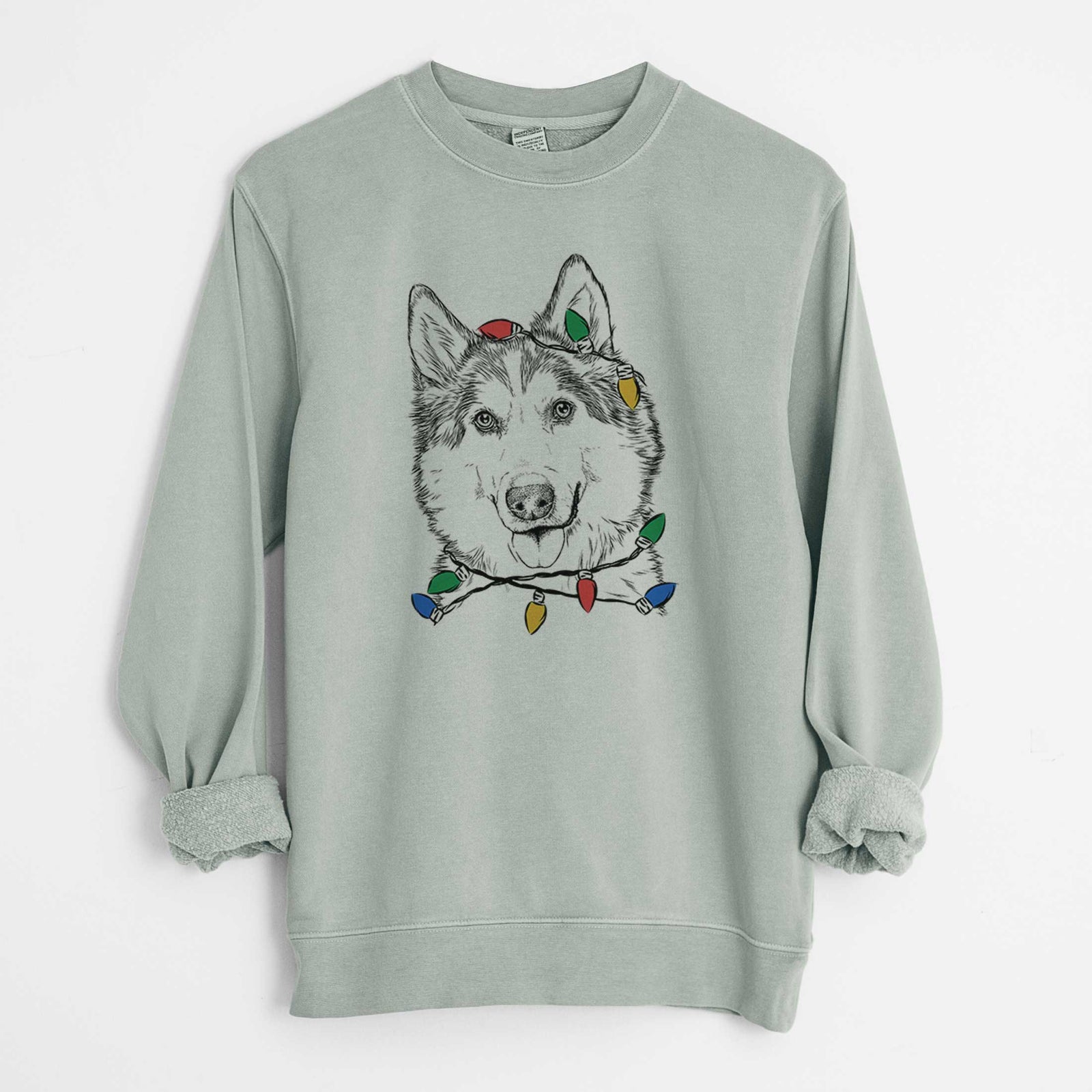 Christmas Lights Roshi the Mixed Breed - Unisex Pigment Dyed Crew Sweatshirt