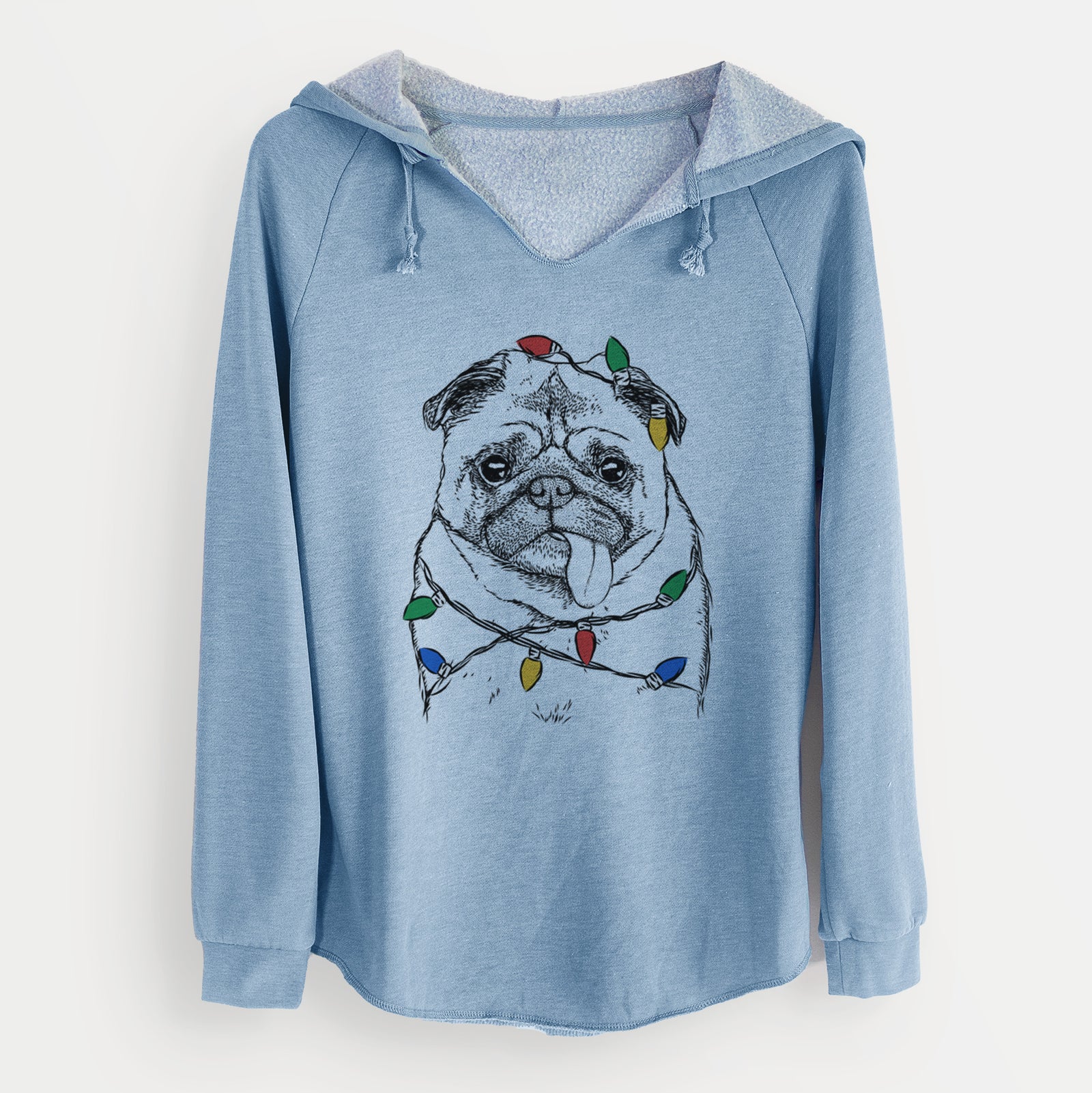 Christmas Lights Rosie the Pug - Cali Wave Hooded Sweatshirt