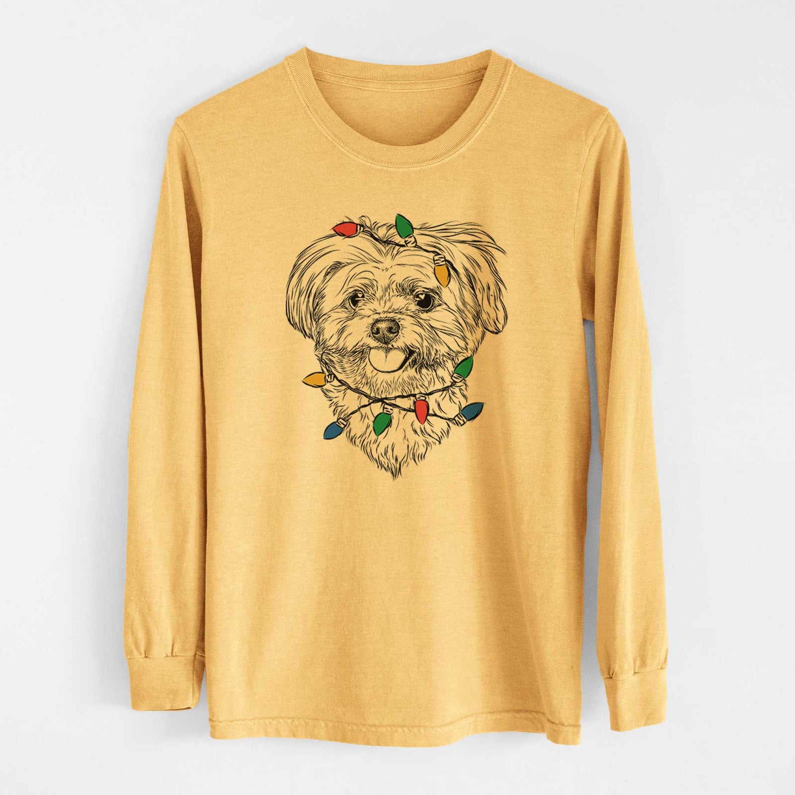 Christmas Lights Rosie the Maltipoo - Heavyweight 100% Cotton Long Sleeve