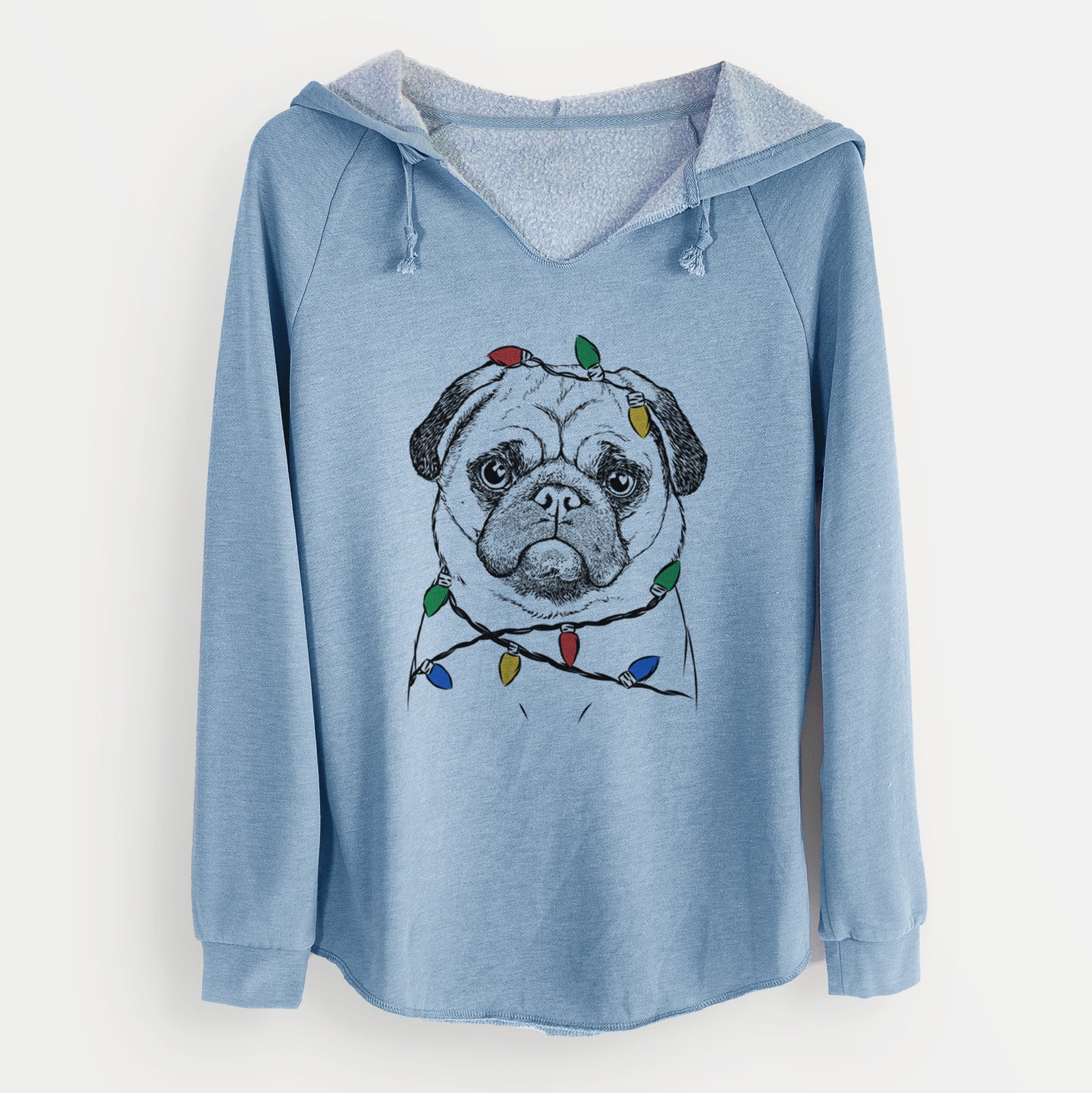 Christmas Lights Ruby the Pug - Cali Wave Hooded Sweatshirt