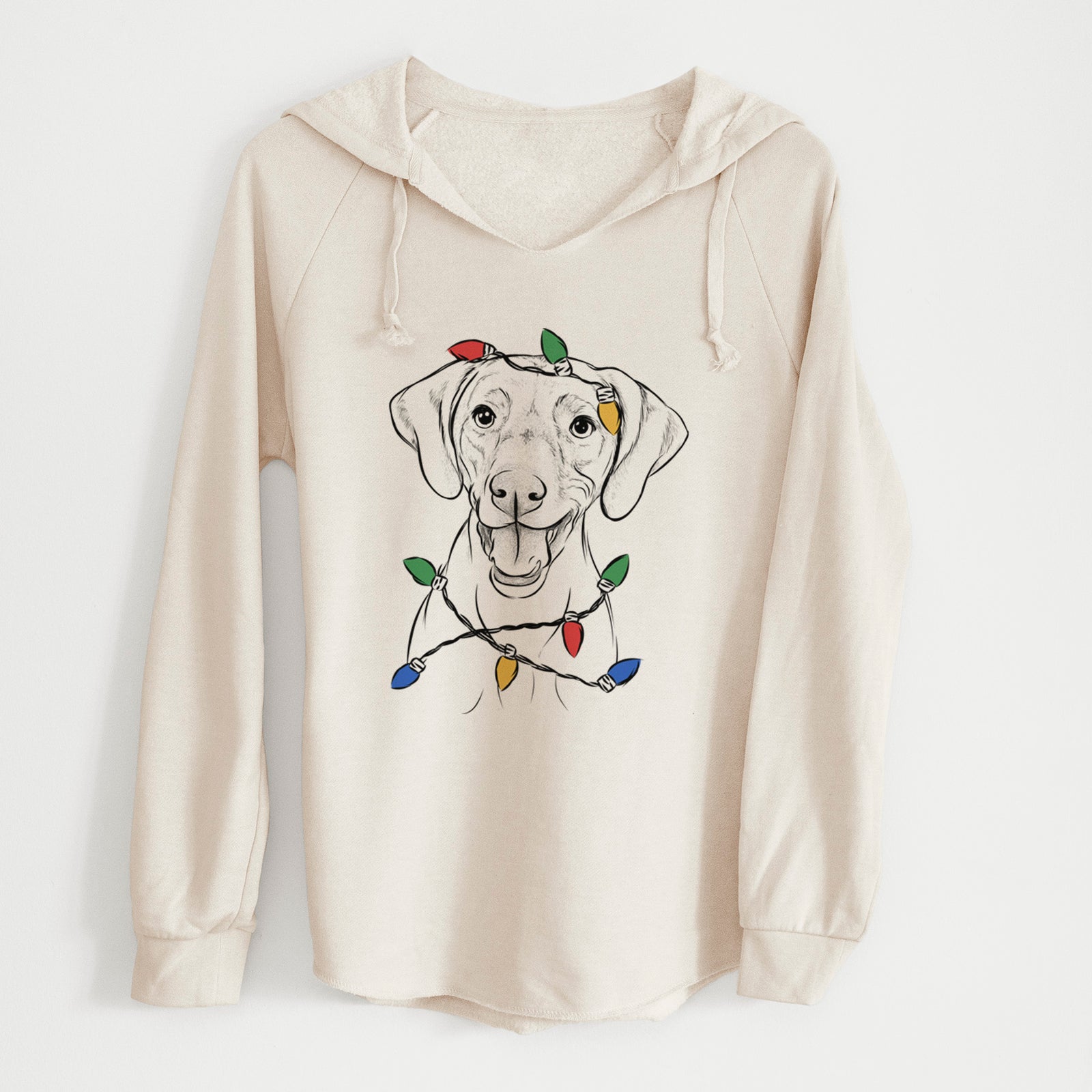 Christmas Lights Ruby the Vizsla - Cali Wave Hooded Sweatshirt