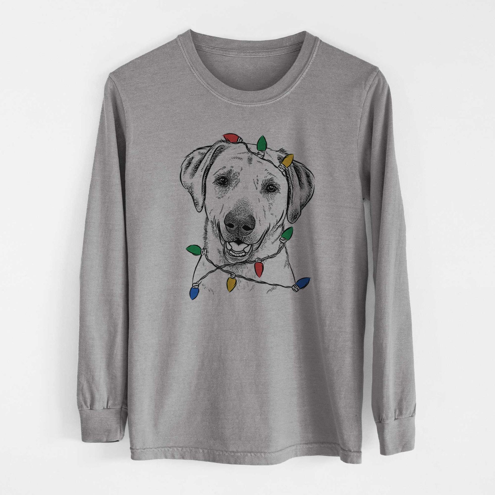 Christmas Lights Rusty the Labrador Retriever - Heavyweight 100% Cotton Long Sleeve
