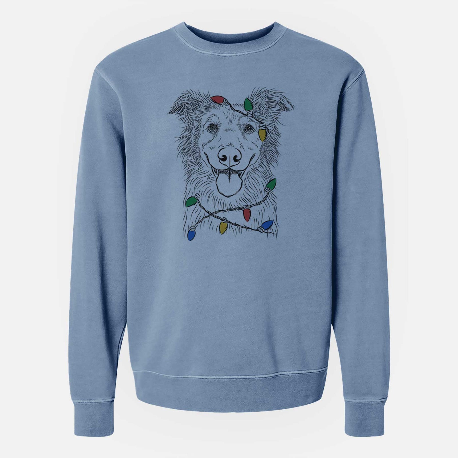 Christmas Lights Ruxtin the Mixed Breed - Unisex Pigment Dyed Crew Sweatshirt