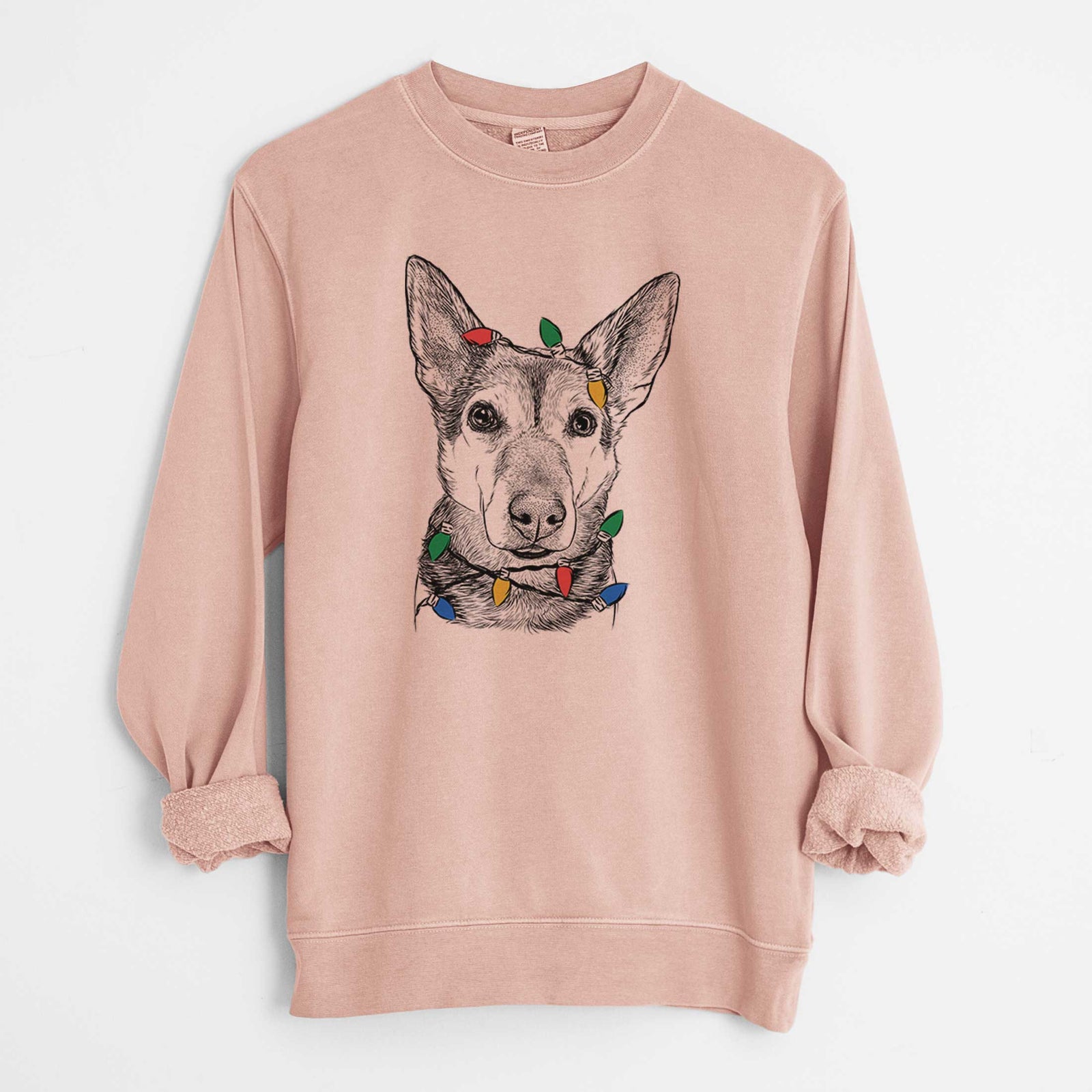 Christmas Lights Sammie the Mixed Breed - Unisex Pigment Dyed Crew Sweatshirt
