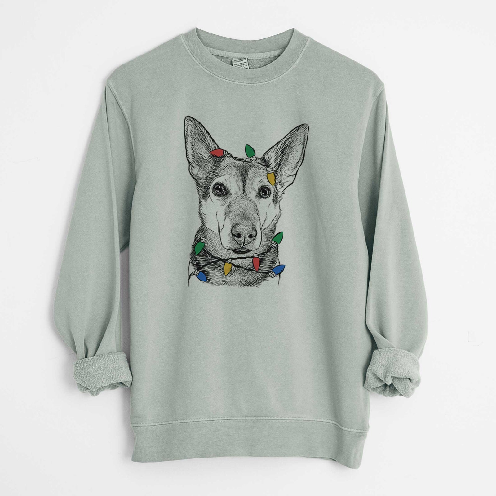 Christmas Lights Sammie the Mixed Breed - Unisex Pigment Dyed Crew Sweatshirt