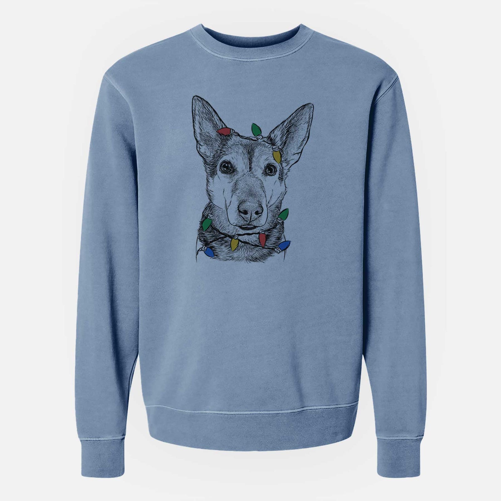 Christmas Lights Sammie the Mixed Breed - Unisex Pigment Dyed Crew Sweatshirt