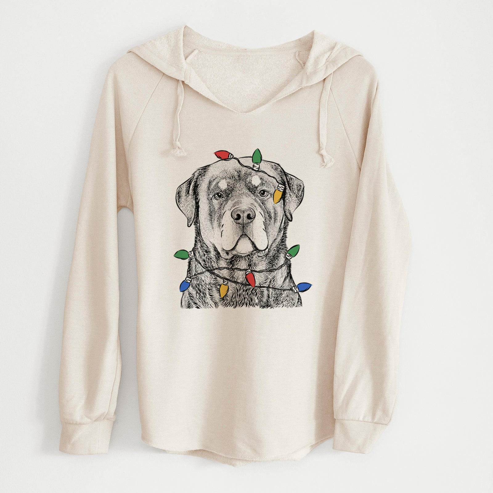 Christmas Lights Sarge the Rottweiler - Cali Wave Hooded Sweatshirt