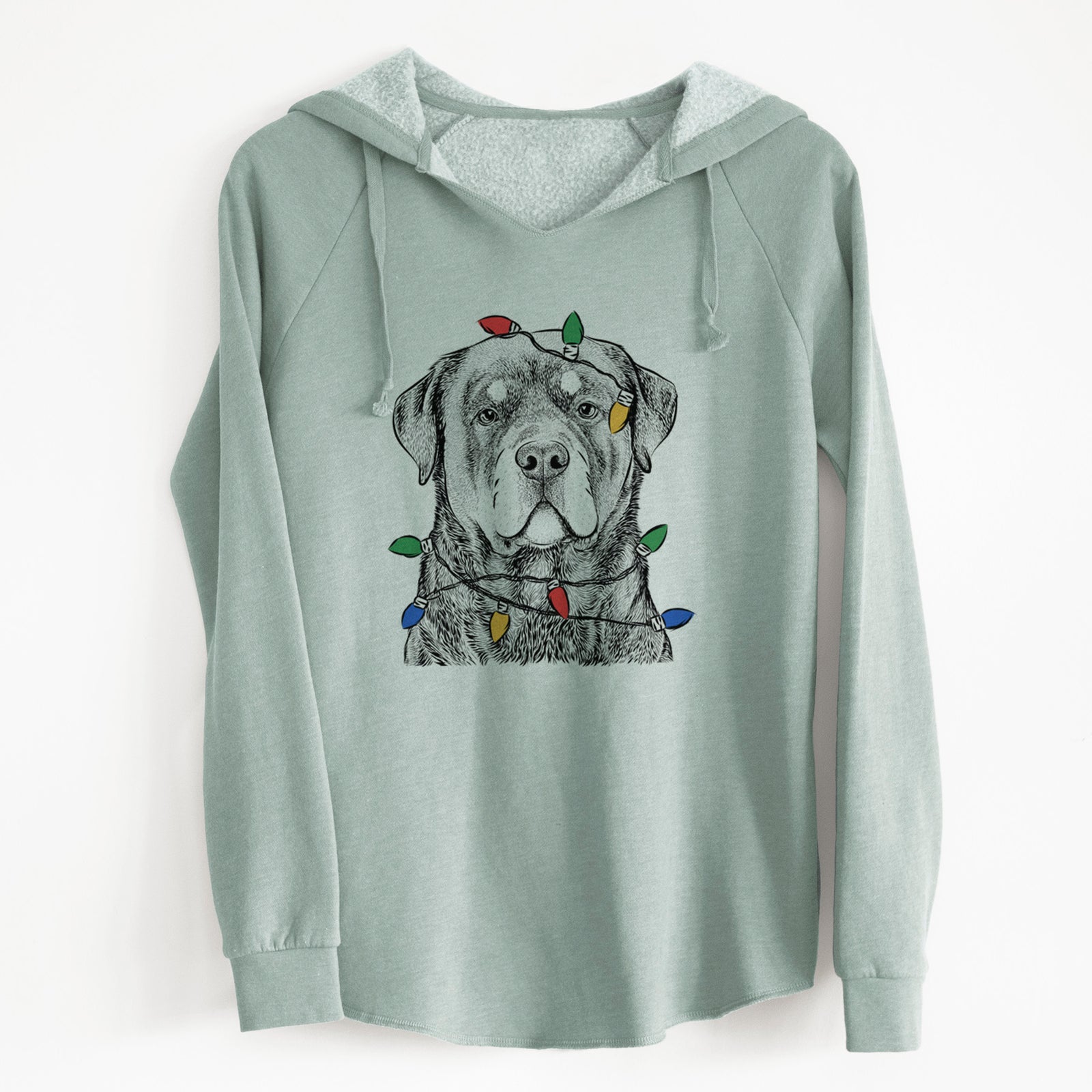 Christmas Lights Sarge the Rottweiler - Cali Wave Hooded Sweatshirt