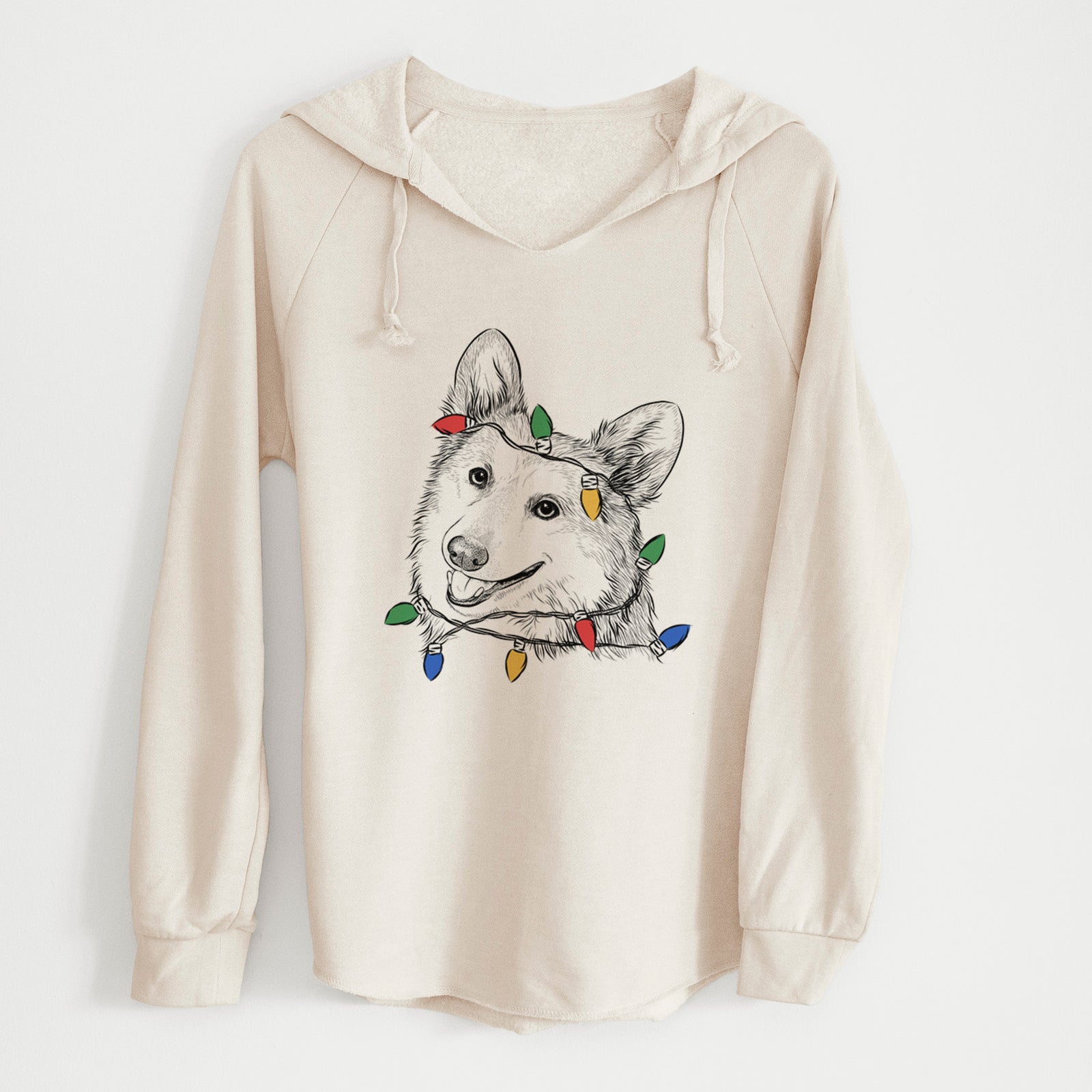 Christmas Lights Scout the Pembroke Welsh Corgi - Cali Wave Hooded Sweatshirt