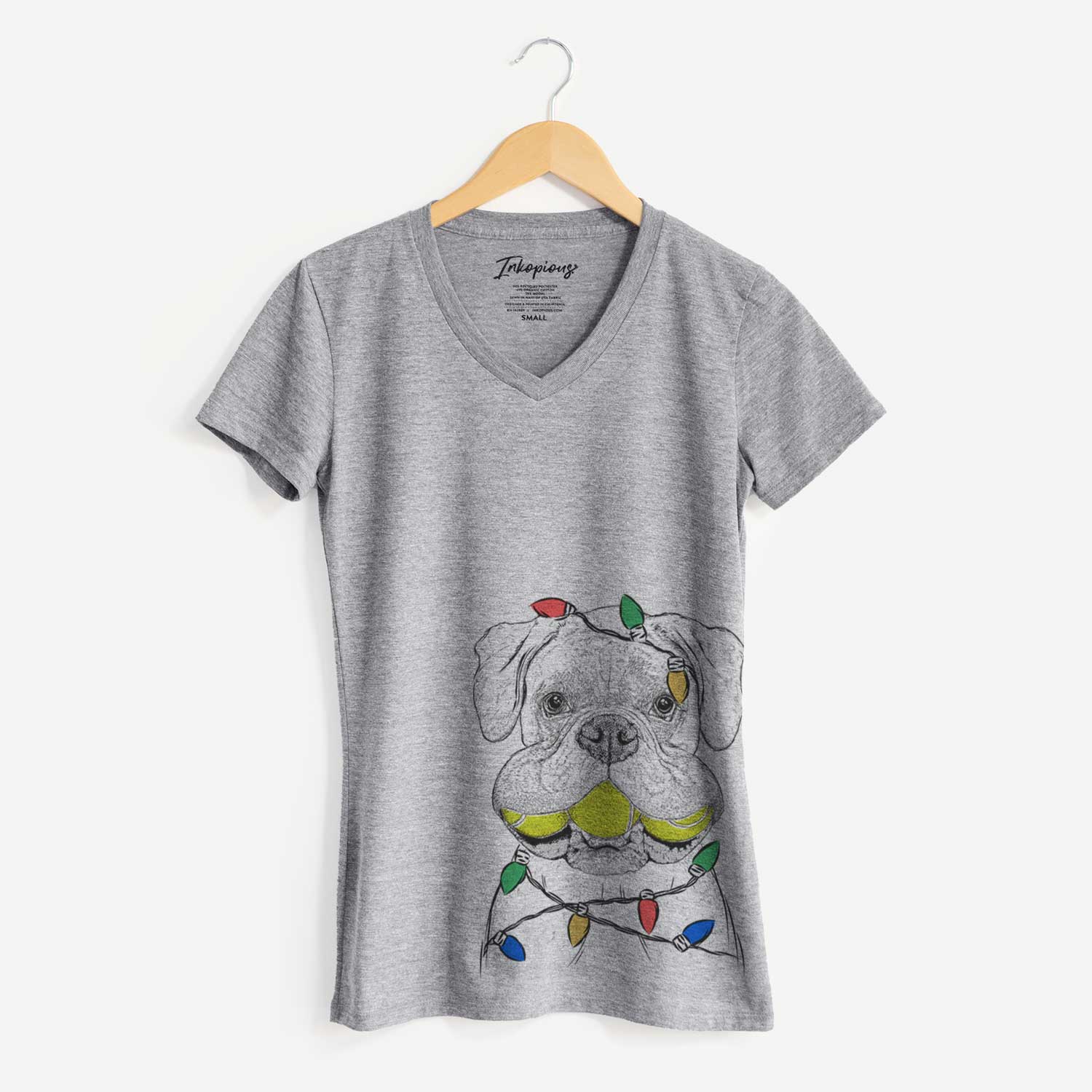 Christmas Lights Seamus the Boxer - Women's V-neck Shirt