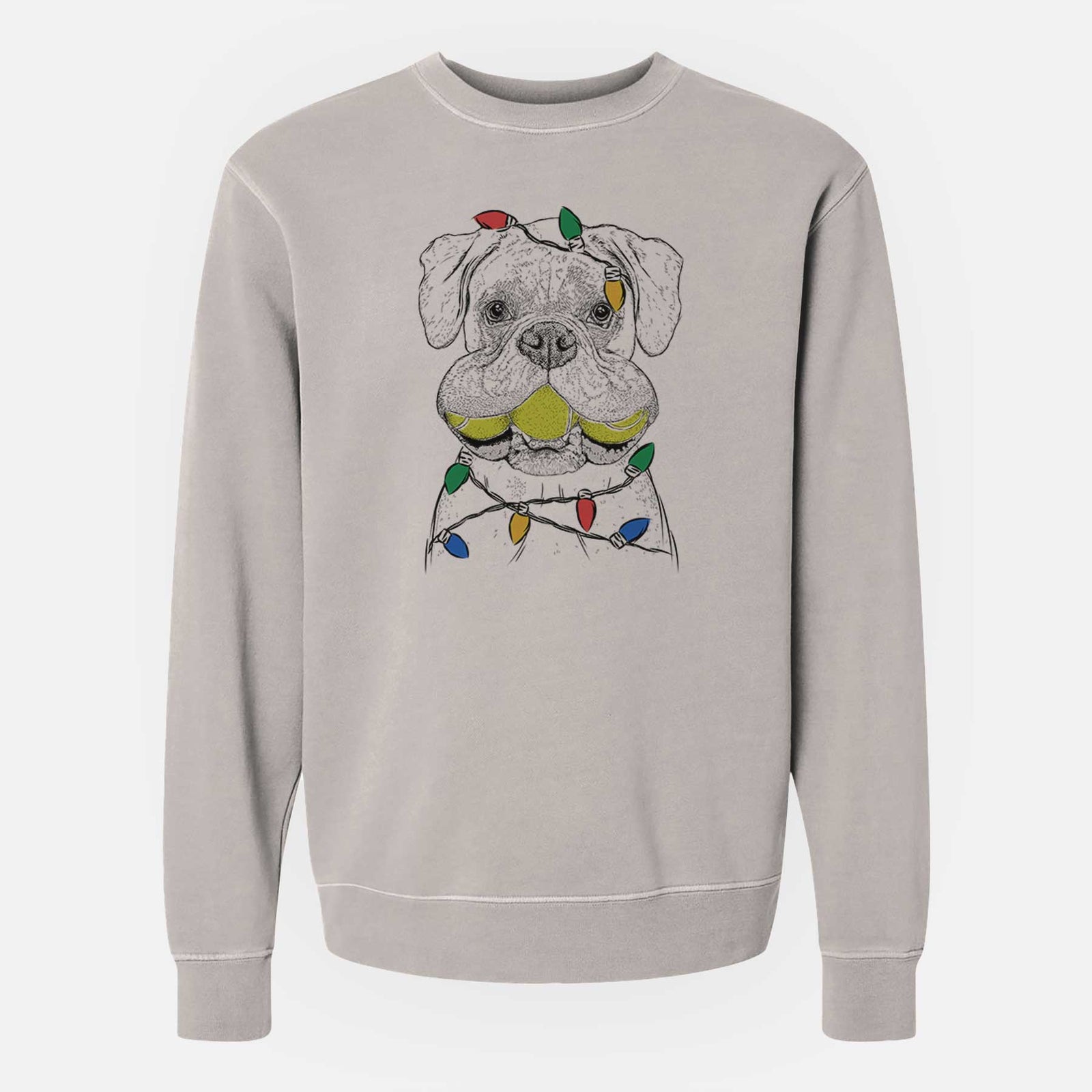 Christmas Lights Seamus the Boxer - Unisex Pigment Dyed Crew Sweatshirt