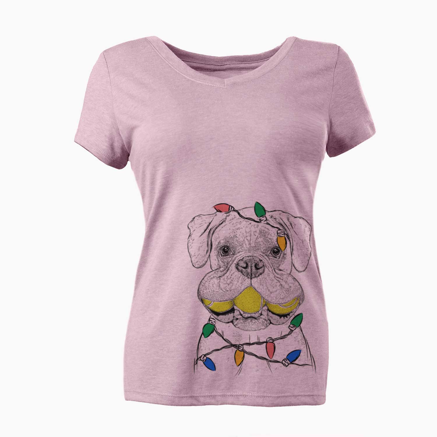 Christmas Lights Seamus the Boxer - Women's V-neck Shirt