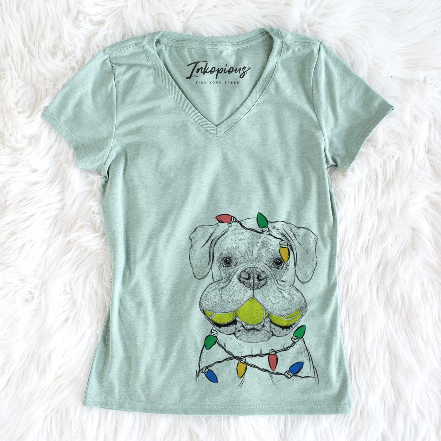 Christmas Lights Seamus the Boxer - Women's V-neck Shirt