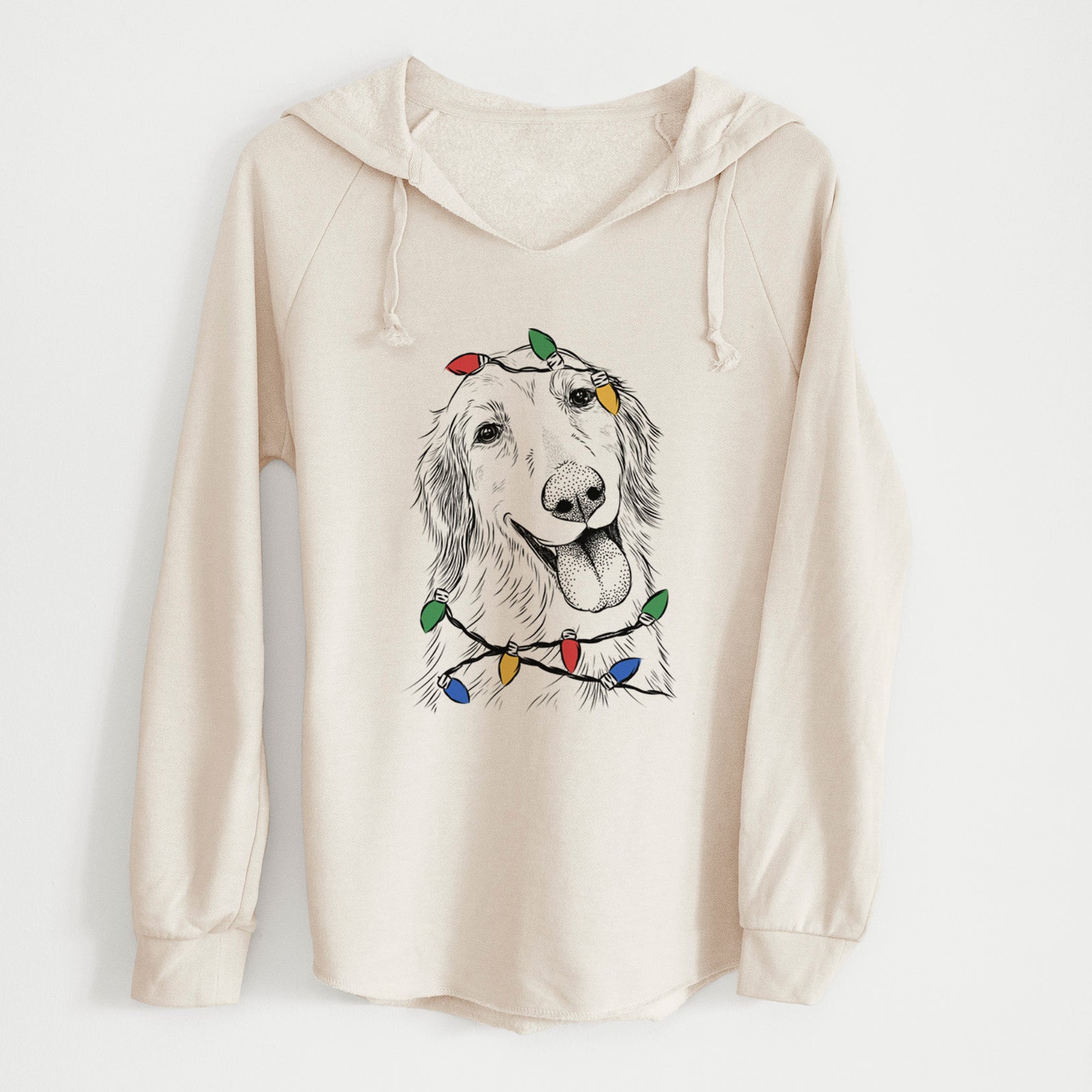 Christmas Lights Shelby the Golden Retriever - Cali Wave Hooded Sweatshirt