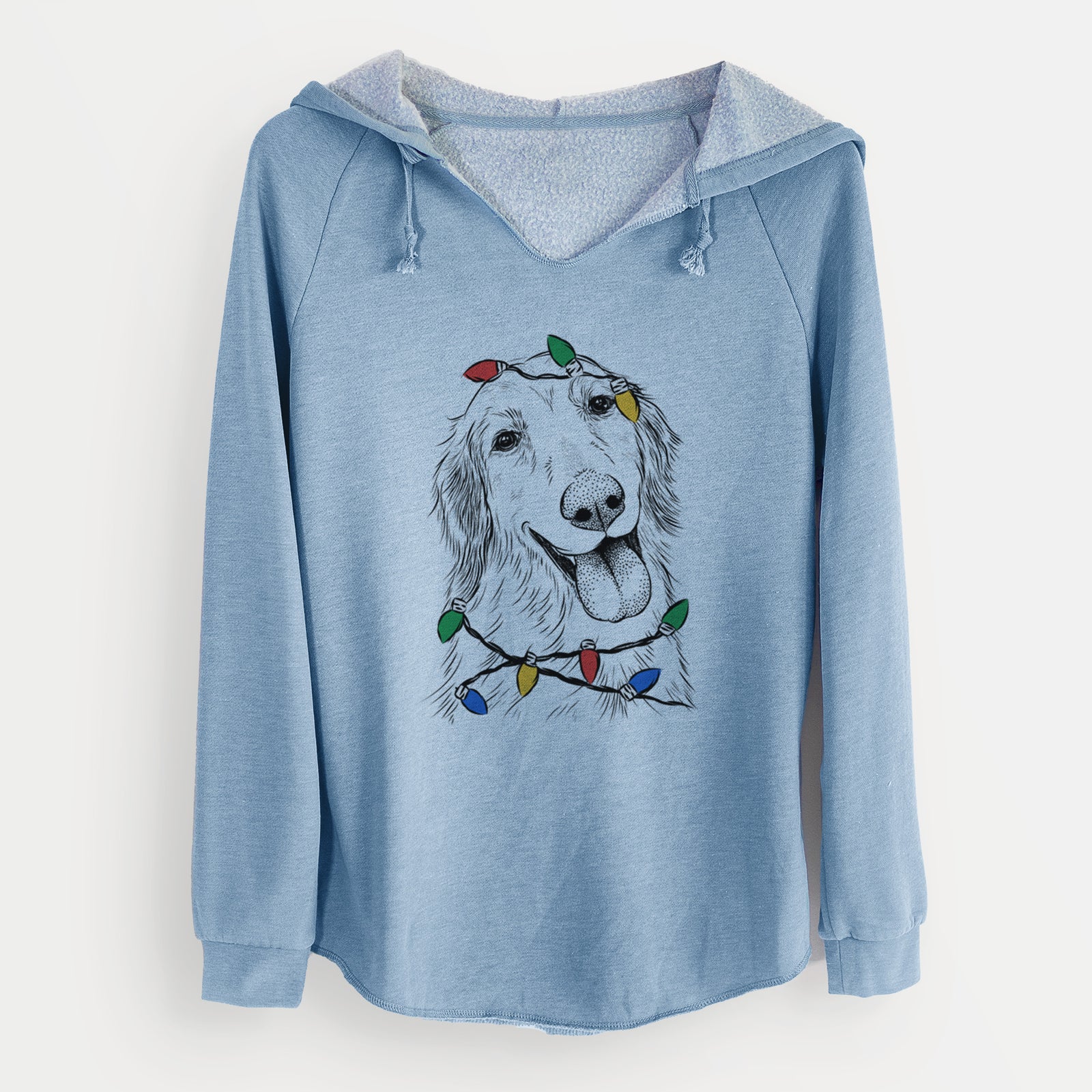 Christmas Lights Shelby the Golden Retriever - Cali Wave Hooded Sweatshirt