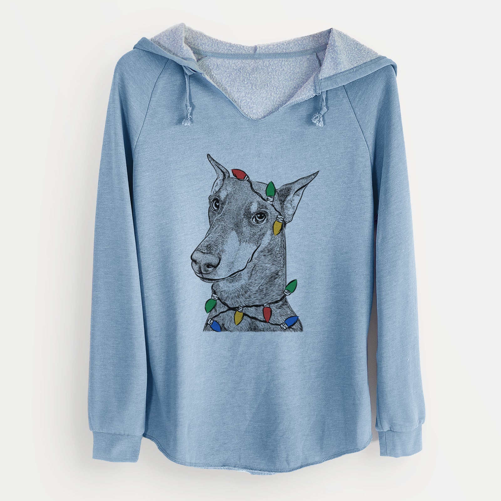 Christmas Lights Shelby the Doberman Pinscher - Cali Wave Hooded Sweatshirt