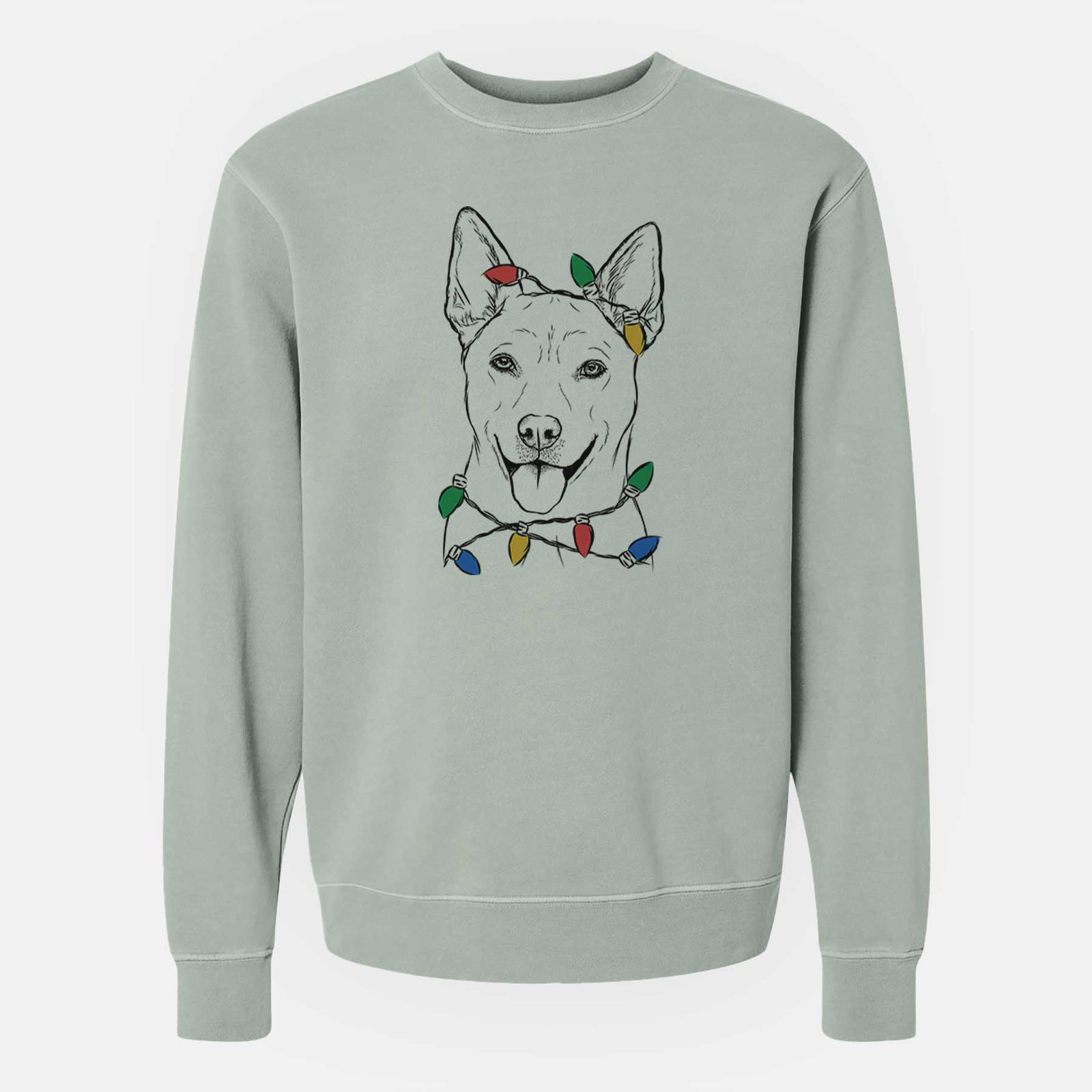 Christmas Lights Silly Lilly the Mixed Breed - Unisex Pigment Dyed Crew Sweatshirt