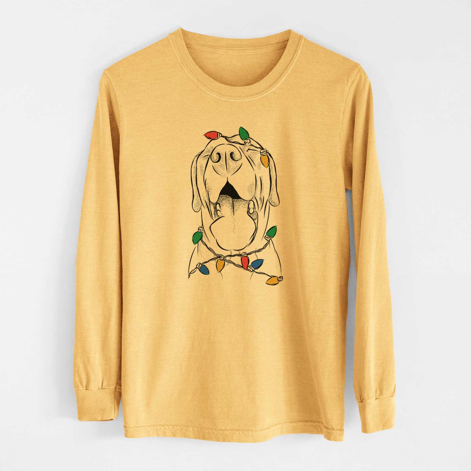 Christmas Lights Silly Lilly the Labrador Retriever - Heavyweight 100% Cotton Long Sleeve