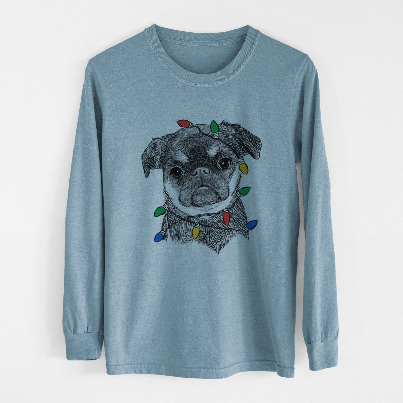 Christmas Lights Simone the Brussels Griffon - Heavyweight 100% Cotton Long Sleeve