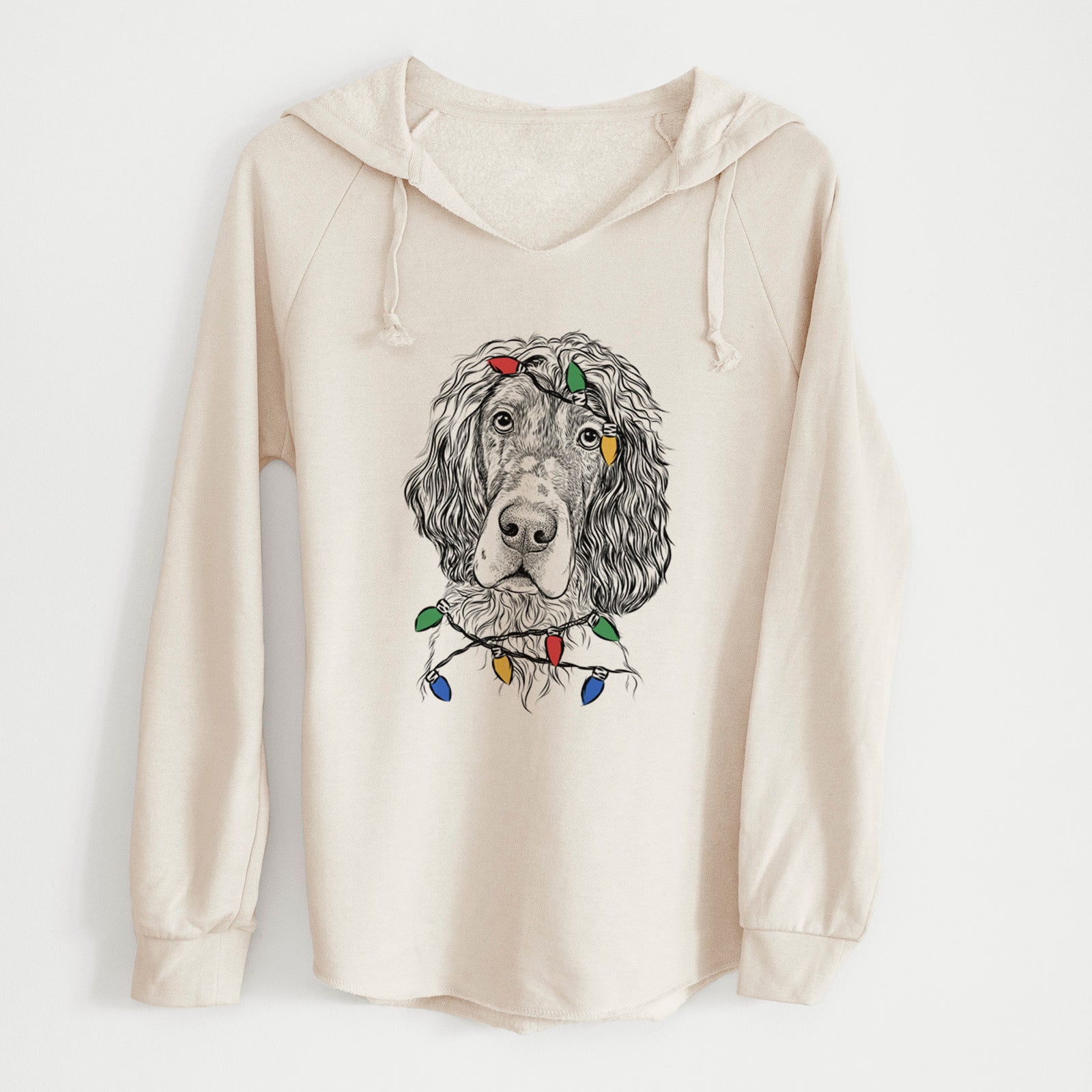 Christmas Lights Sir Rexford the Blue Belton English Setter - Cali Wave Hooded Sweatshirt