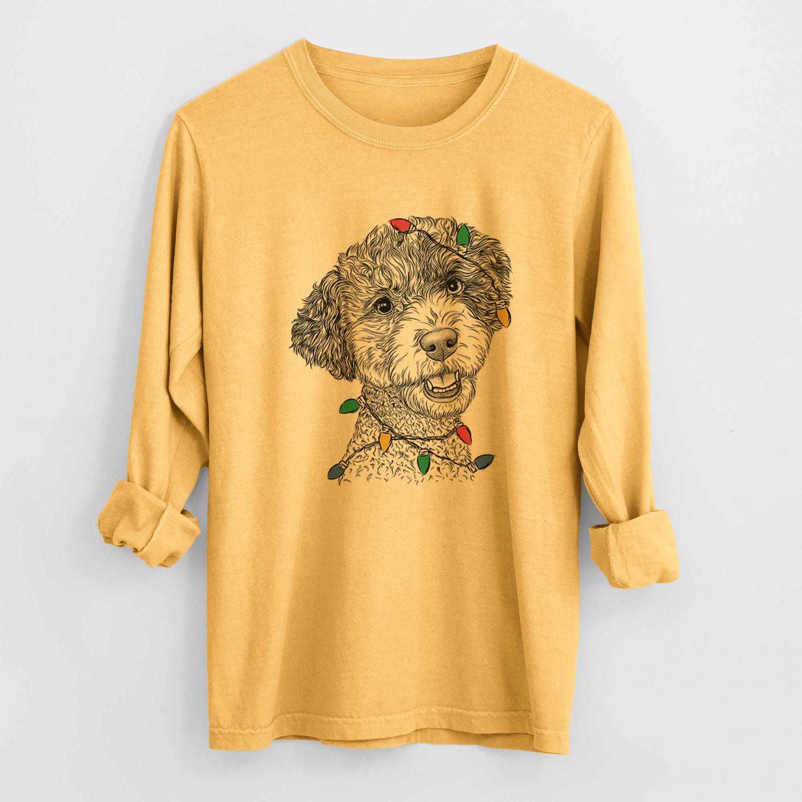 Christmas Lights Skipper the Twoodle - Heavyweight 100% Cotton Long Sleeve