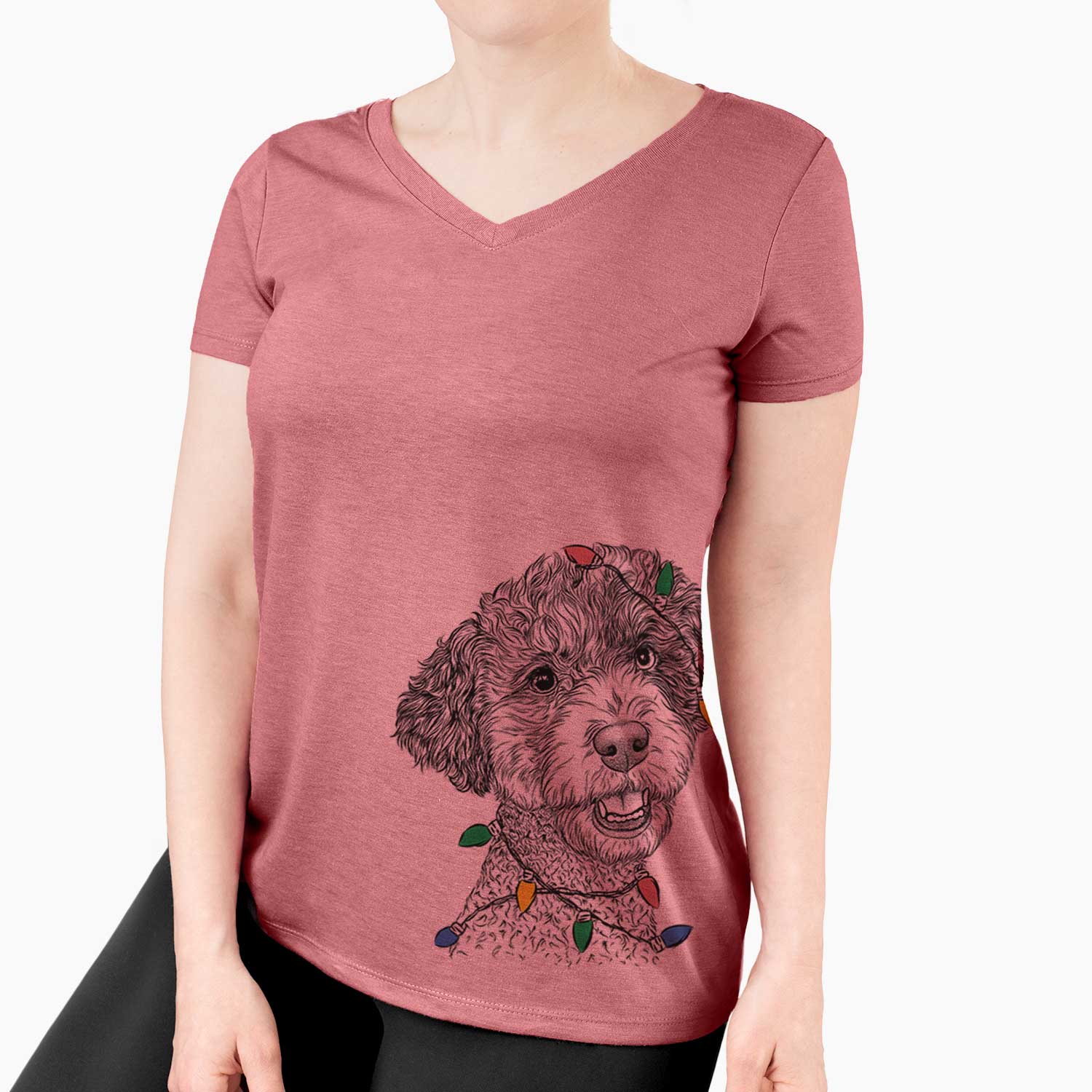 Christmas Lights Skipper the Twoodle - Women's V-neck Shirt