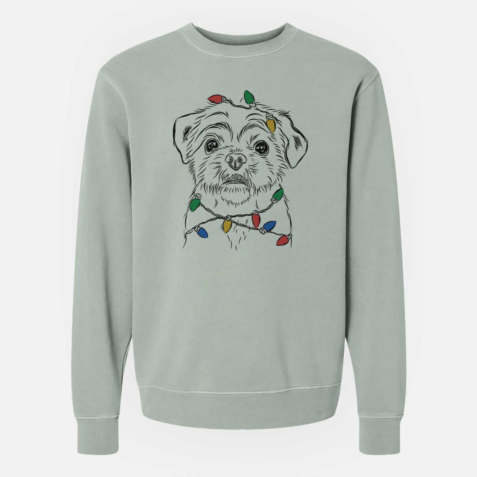 Christmas Lights Smash the Shih Tzu - Unisex Pigment Dyed Crew Sweatshirt