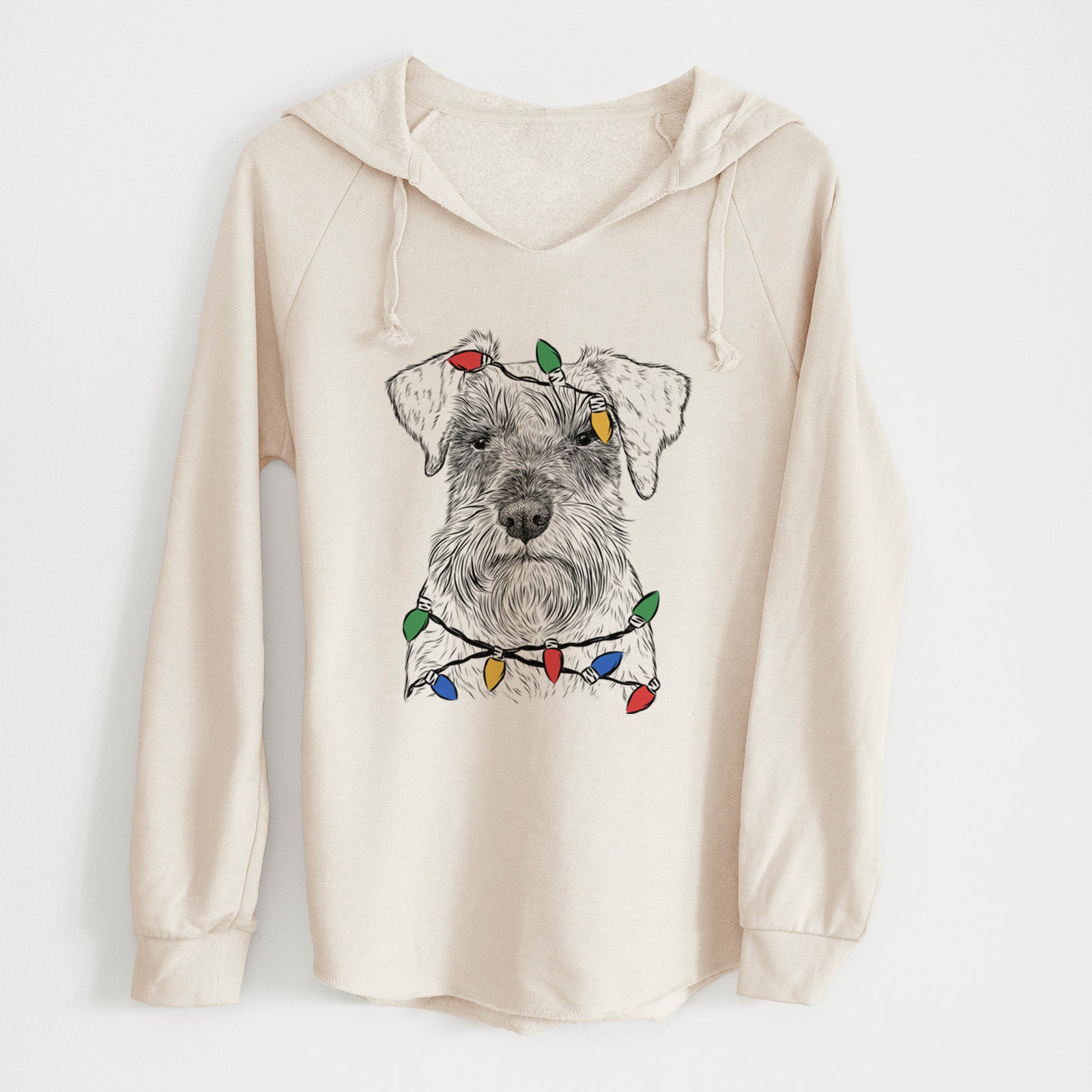 Christmas Lights Smokey the Miniature Schnauzer - Cali Wave Hooded Sweatshirt