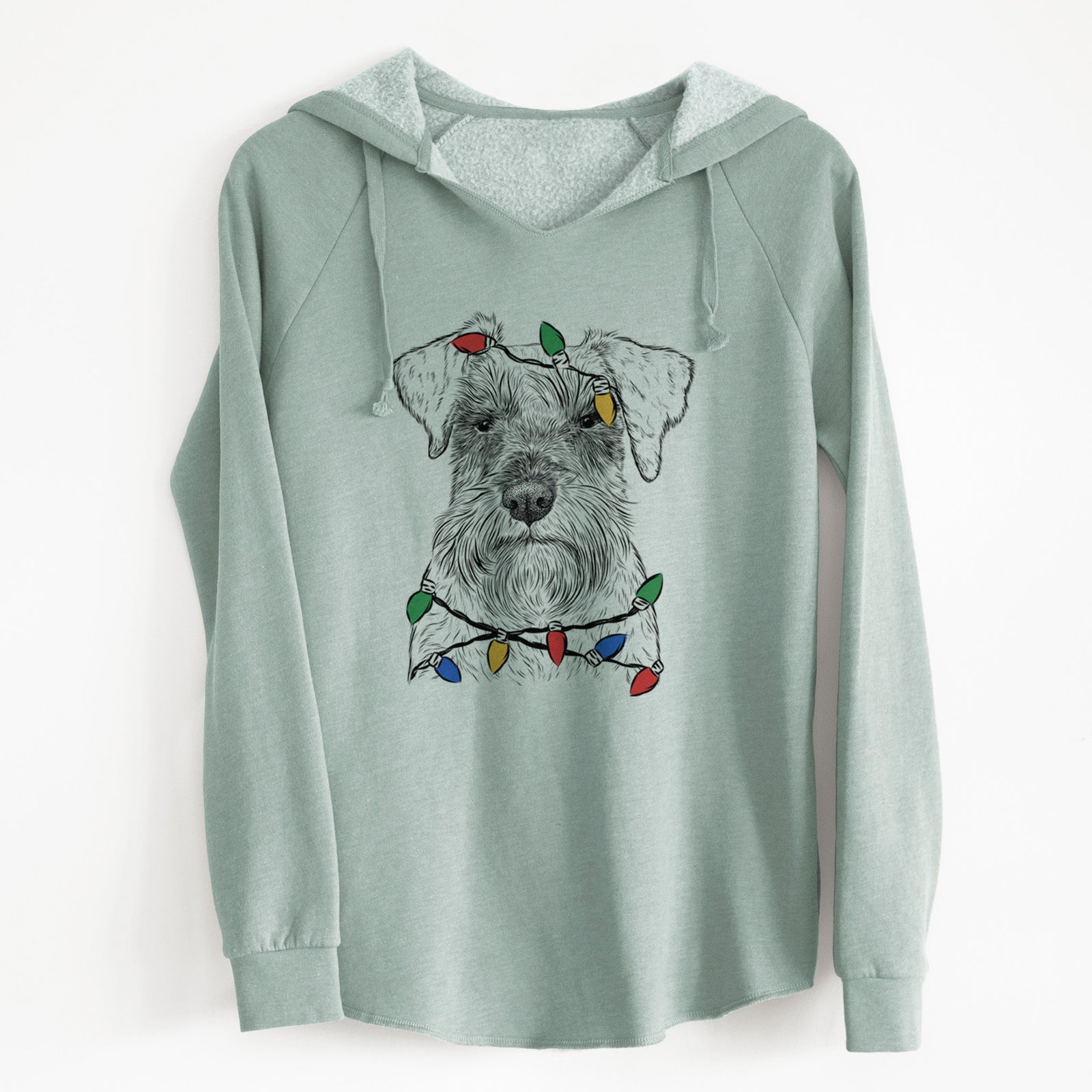 Christmas Lights Smokey the Miniature Schnauzer - Cali Wave Hooded Sweatshirt