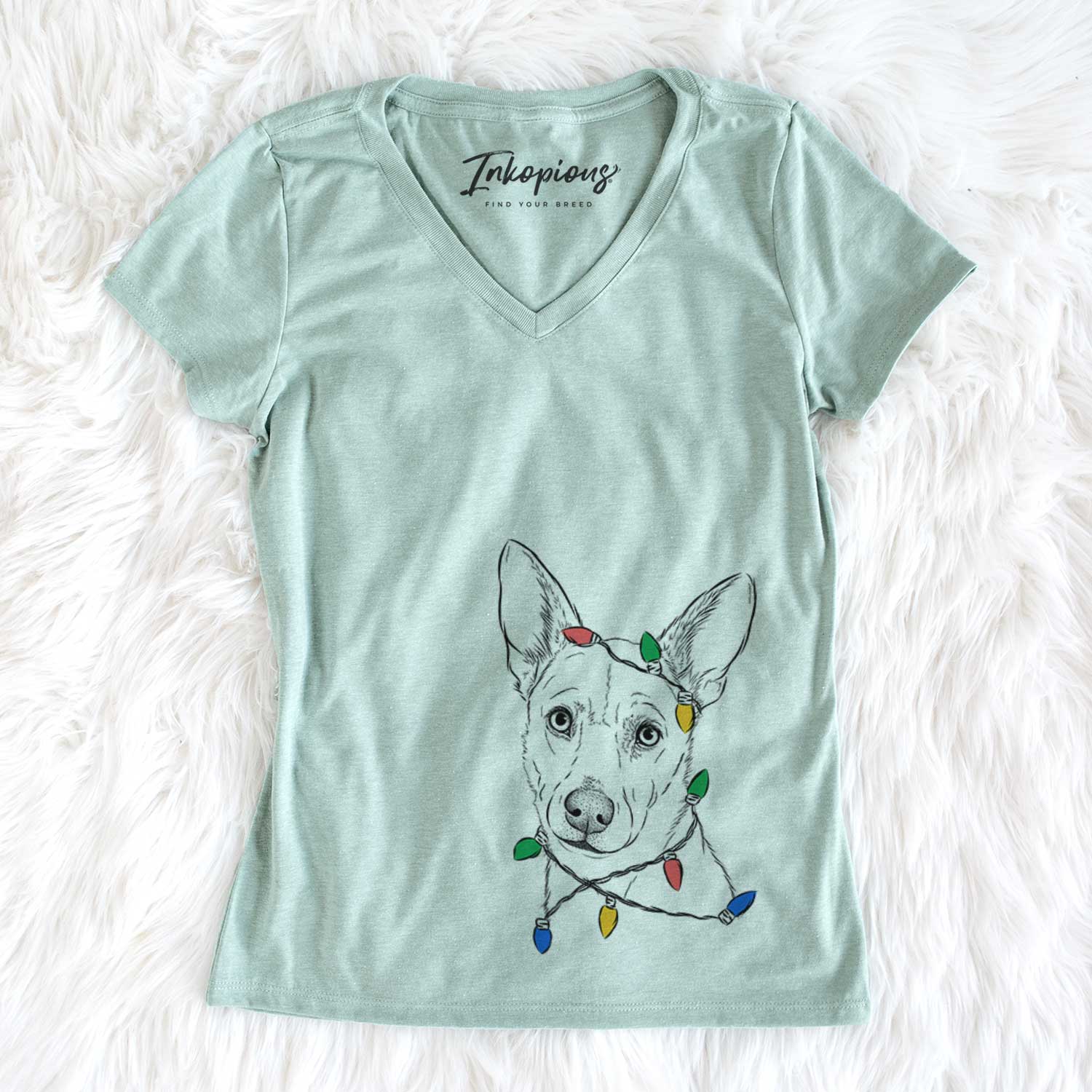 Christmas Lights Sooner the Huskimo - Women's V-neck Shirt