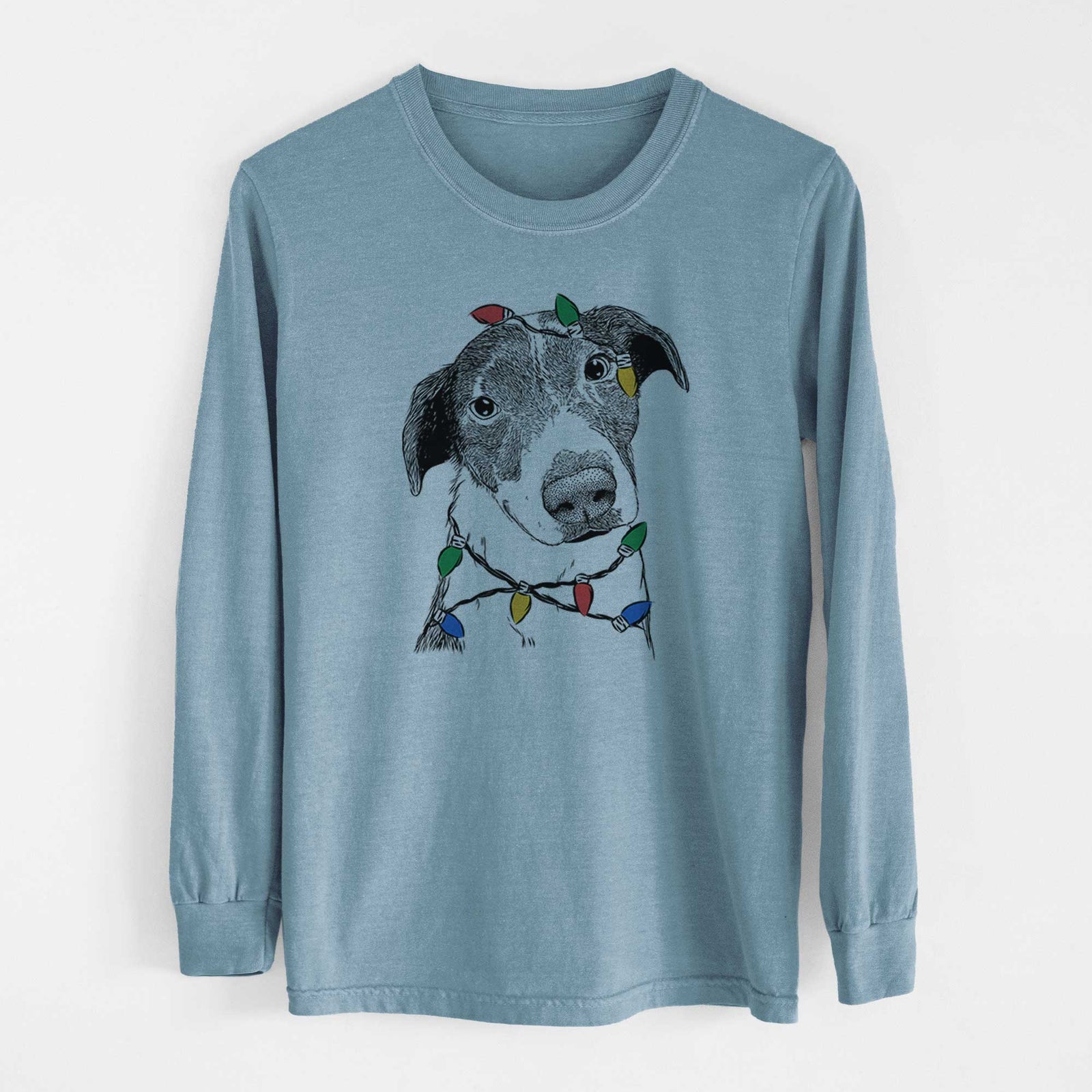 Christmas Lights Sophia the Mixed Breed - Heavyweight 100% Cotton Long Sleeve