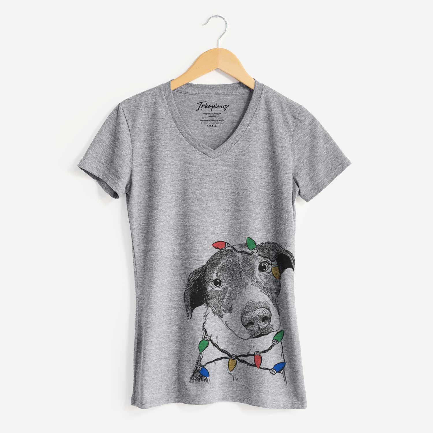 Christmas Lights Sophia the Mixed Breed - Women's V-neck Shirt