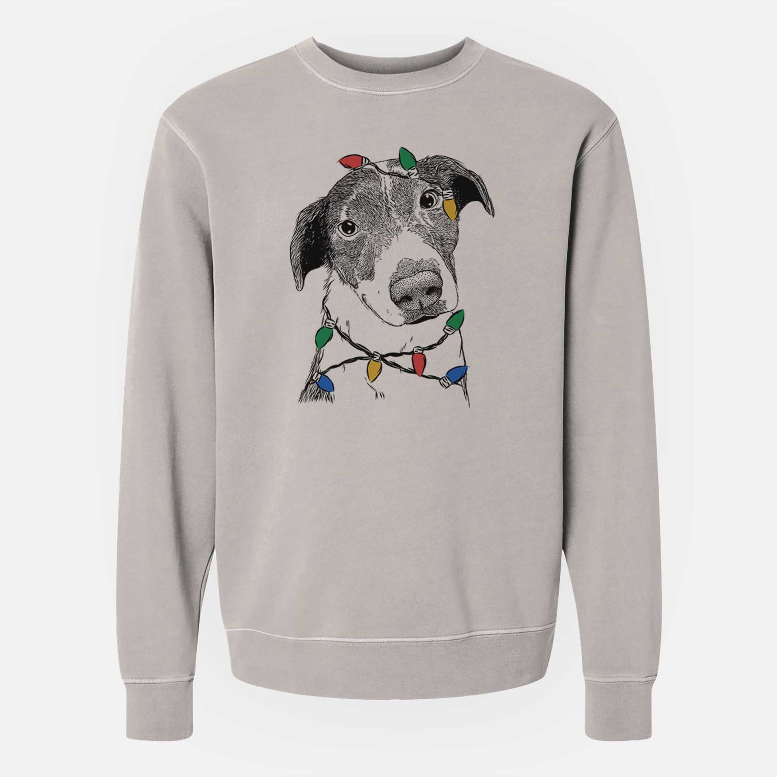 Christmas Lights Sophia the Mixed Breed - Unisex Pigment Dyed Crew Sweatshirt