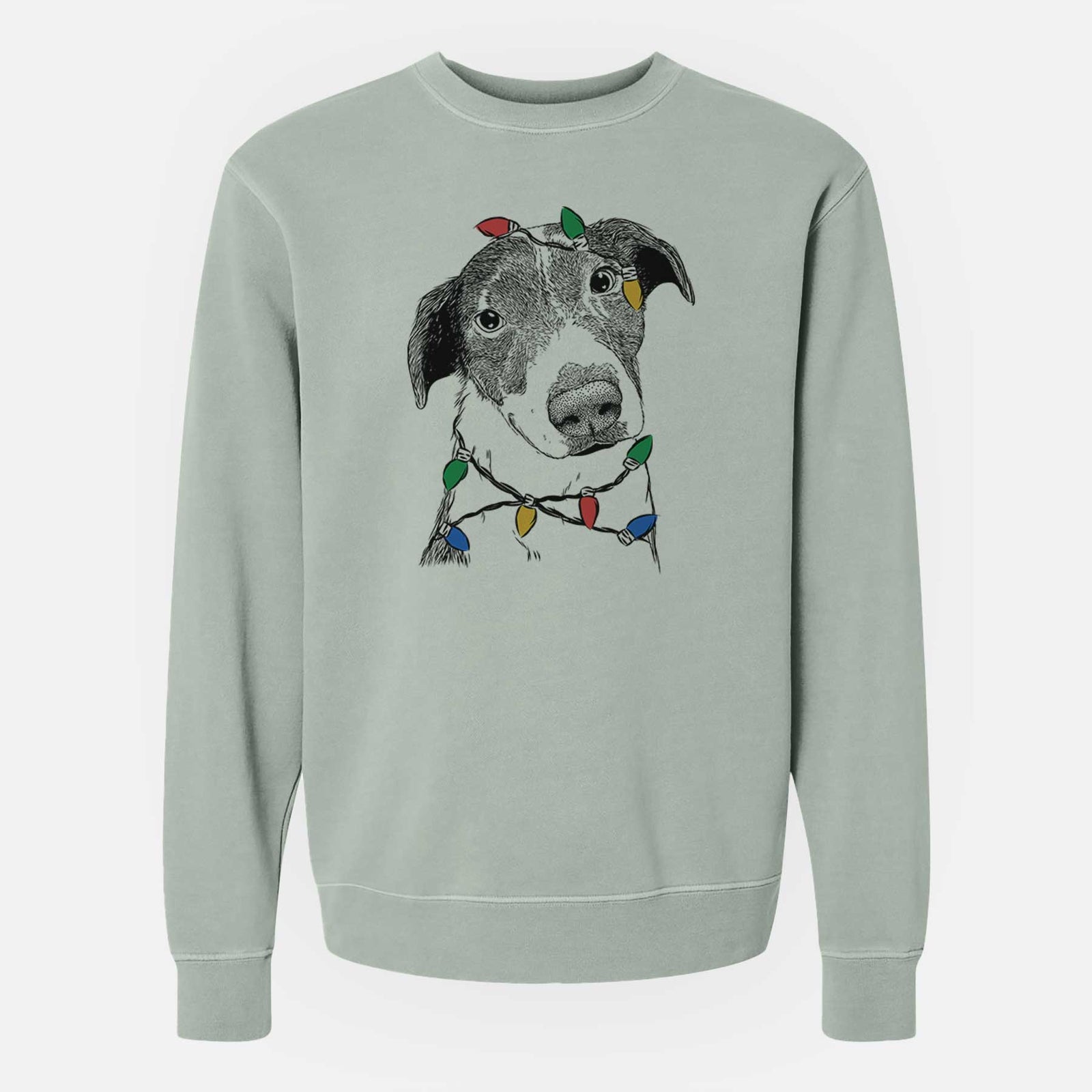 Christmas Lights Sophia the Mixed Breed - Unisex Pigment Dyed Crew Sweatshirt