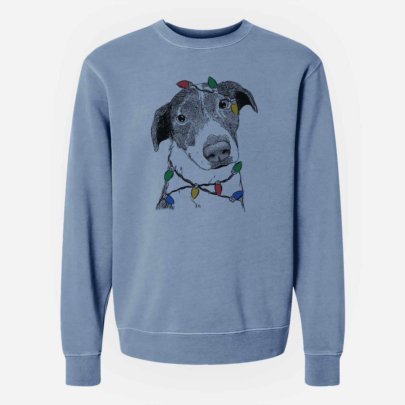 Christmas Lights Sophia the Mixed Breed - Unisex Pigment Dyed Crew Sweatshirt