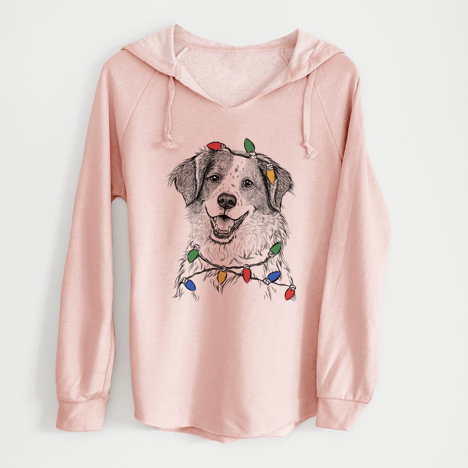 Christmas Lights Sophie the Brittany Beagle Mix - Cali Wave Hooded Sweatshirt