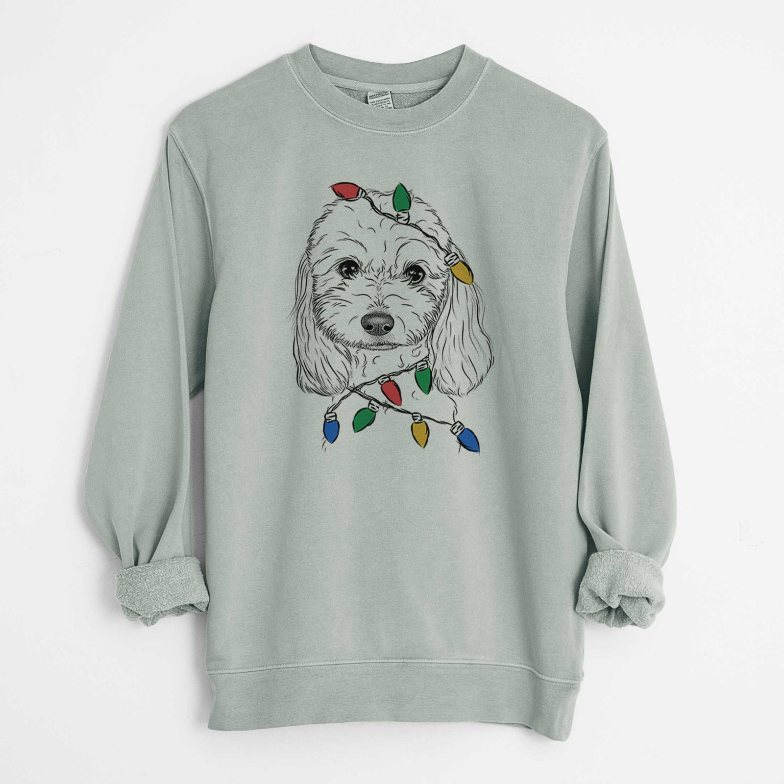 Christmas Lights Sophie the Coton de Tulear - Unisex Pigment Dyed Crew Sweatshirt
