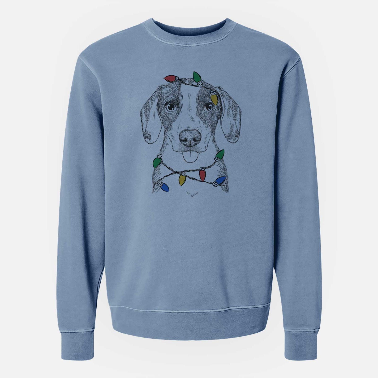 Christmas Lights SophiePea the Mixed Breed - Unisex Pigment Dyed Crew Sweatshirt