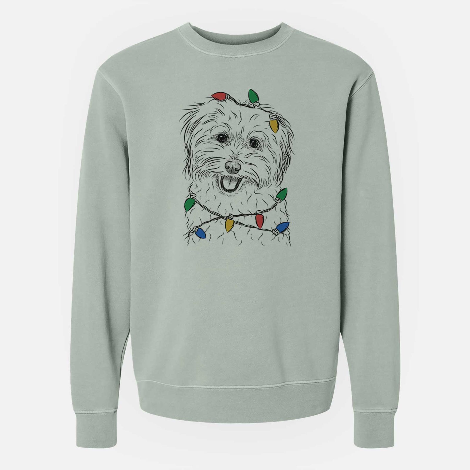 Christmas Lights Sophie Quinn the Havanese - Unisex Pigment Dyed Crew Sweatshirt