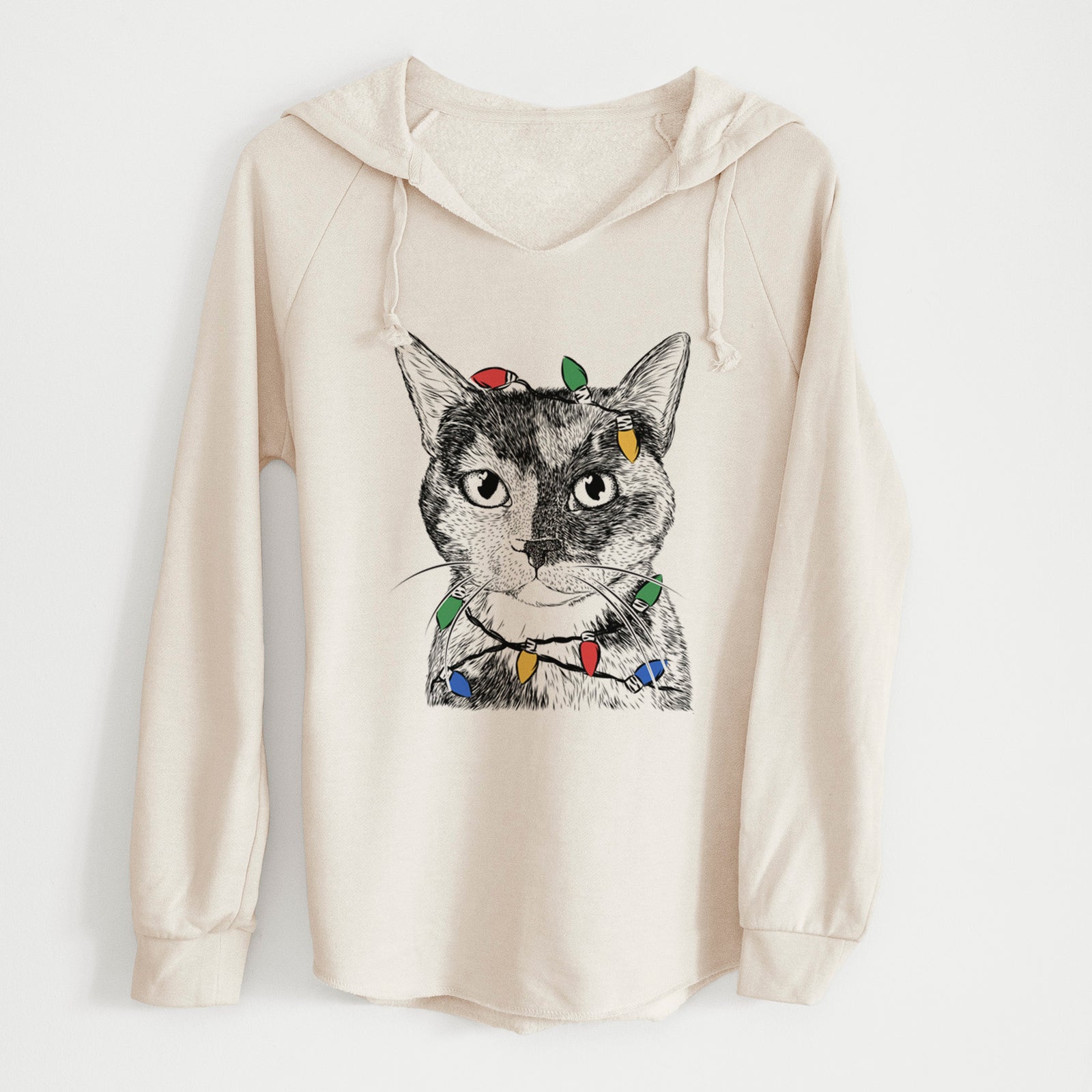 Christmas Lights Spooky Kitty the Tortoiseshell Cat - Cali Wave Hooded Sweatshirt