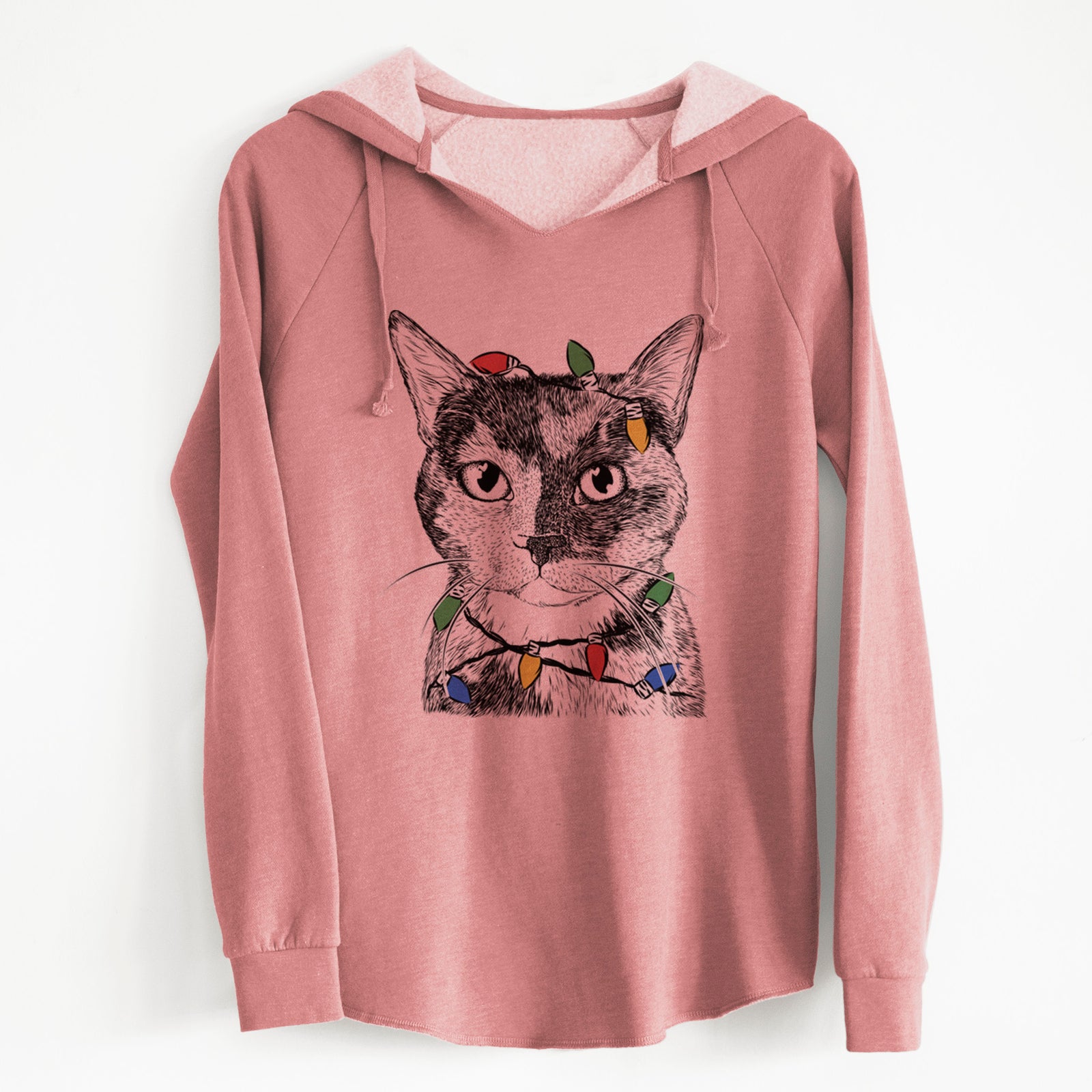 Christmas Lights Spooky Kitty the Tortoiseshell Cat - Cali Wave Hooded Sweatshirt